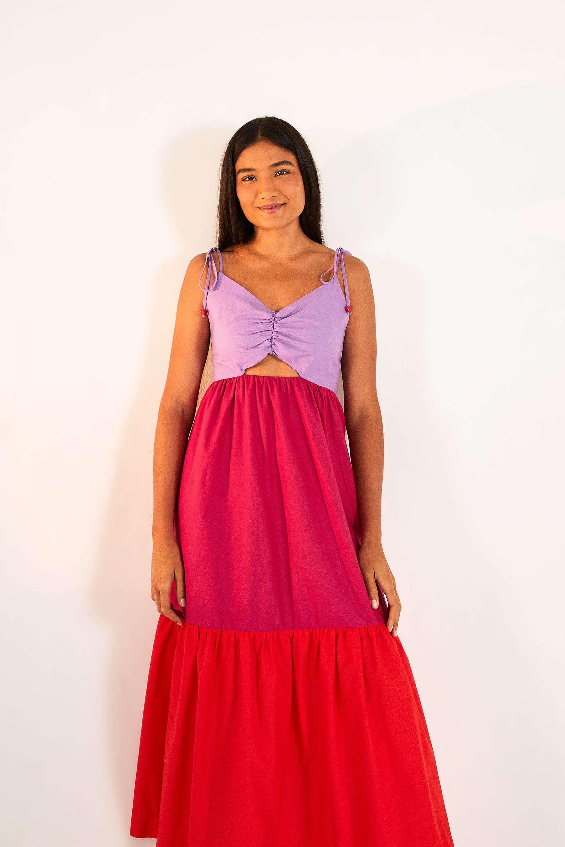 Vestido Midi Tricolor