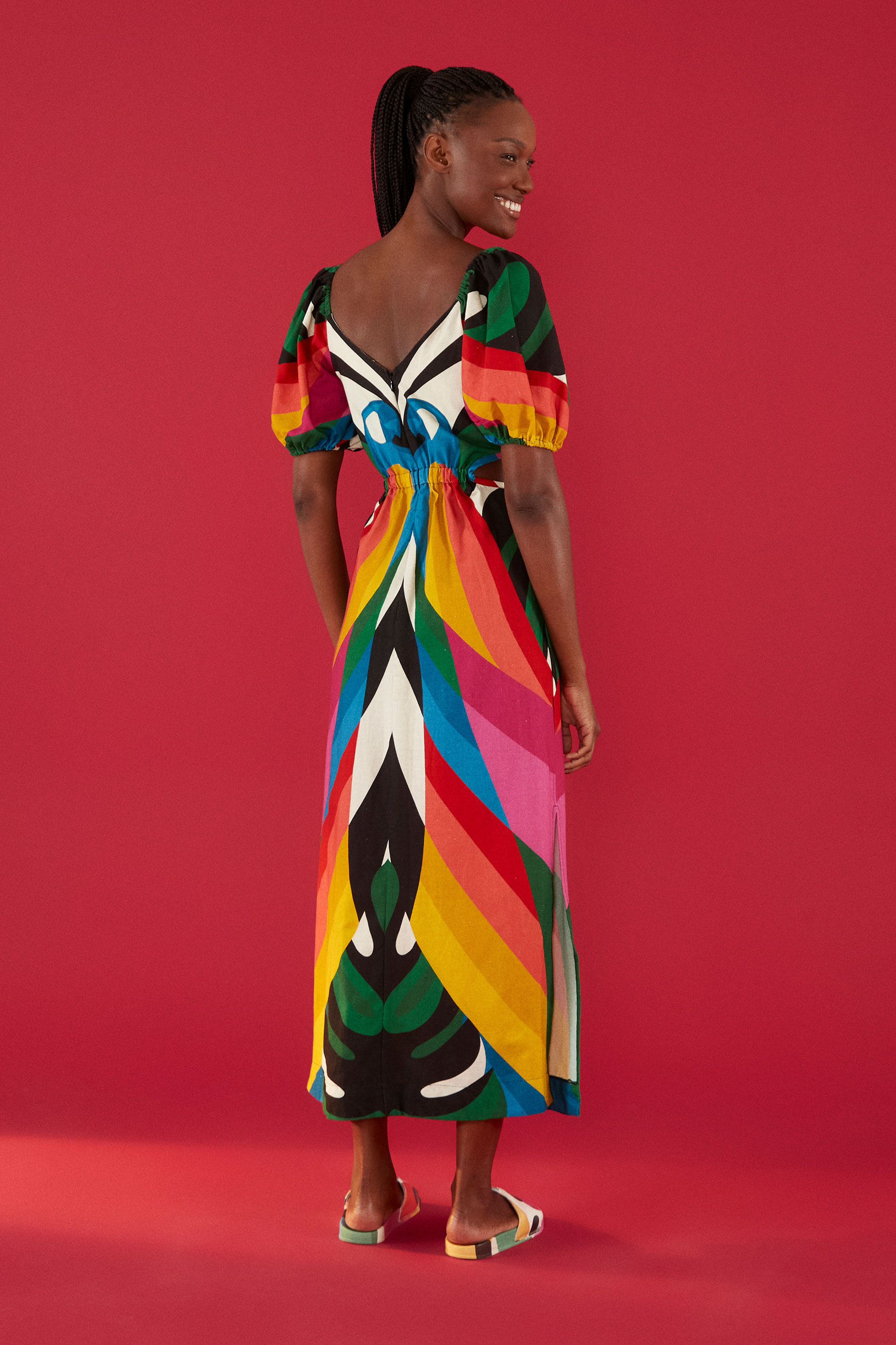 Vestido Cropped Estampado Listra Arara