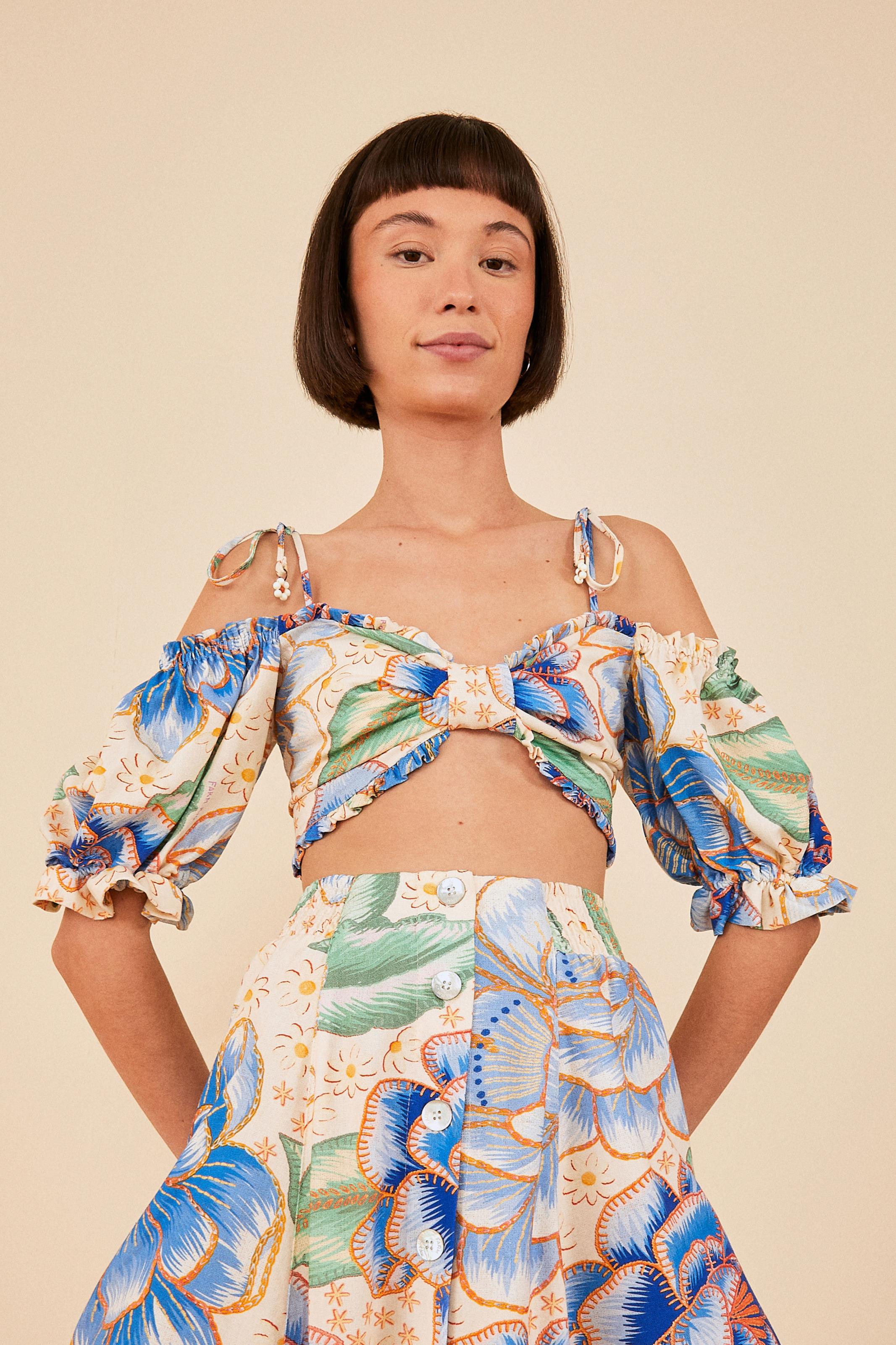 Blusa Cropped Estampada Magia De Chita