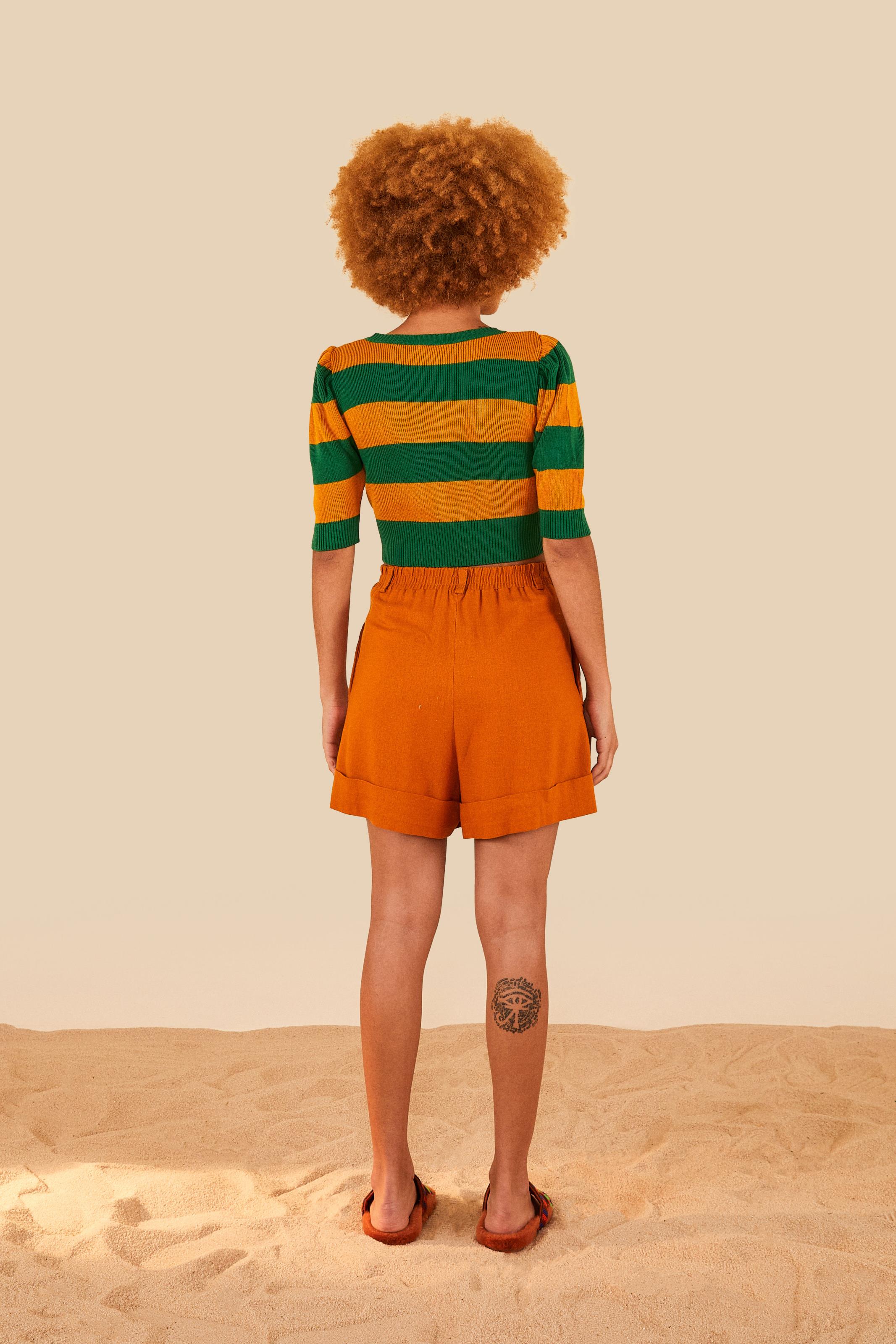 Blusa Cropped Manga Tricot Brasil