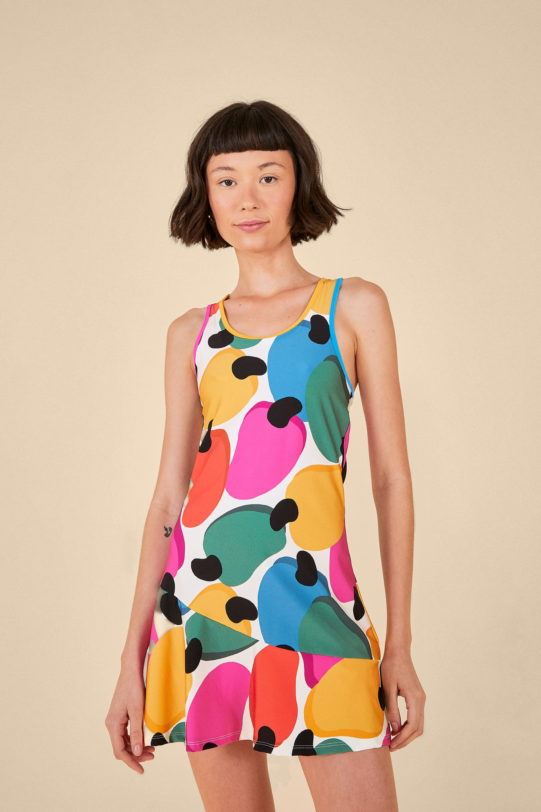 Vestido Shine Estampado Confete De Caju