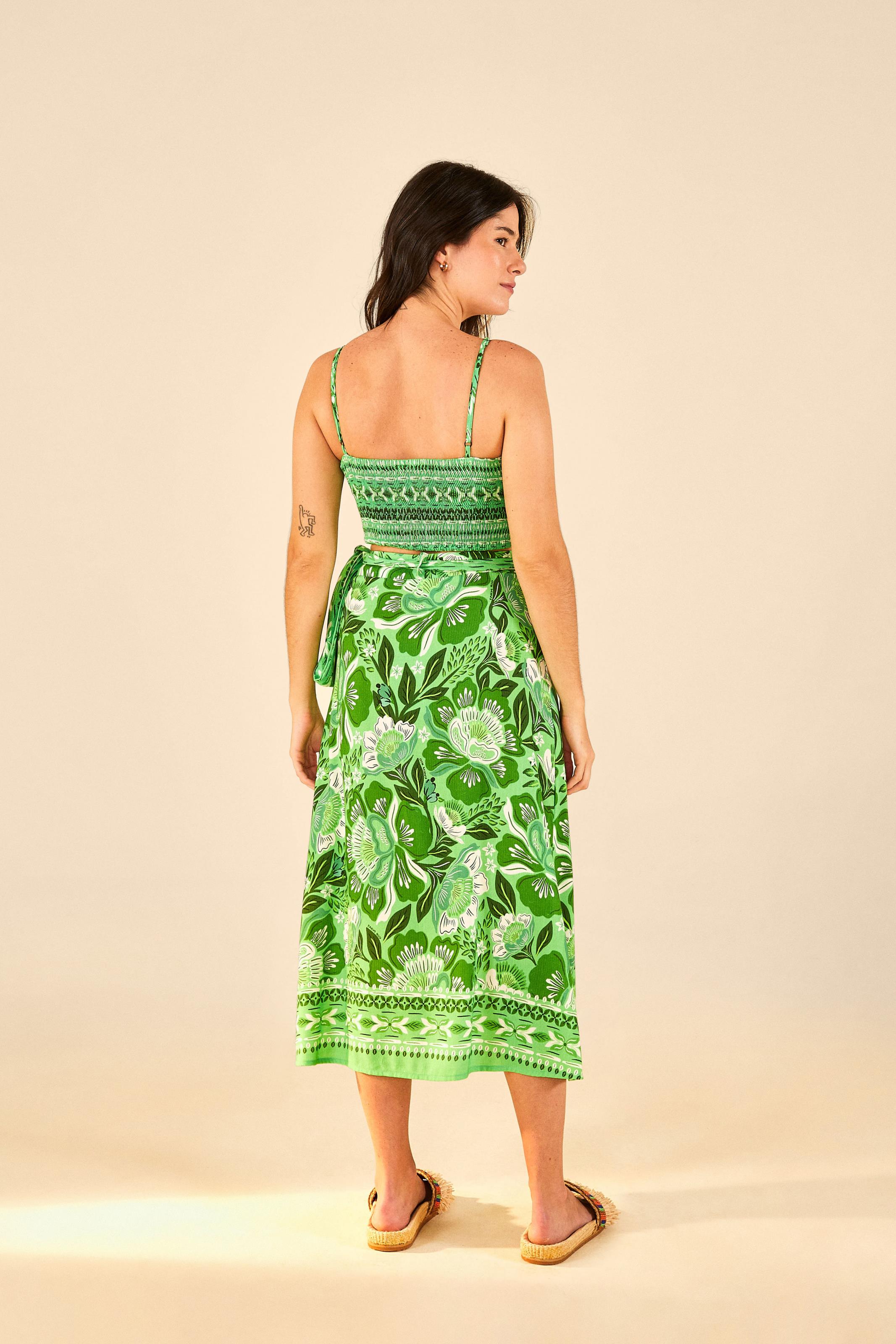 Top Nó Estampado Floralinda Barrado