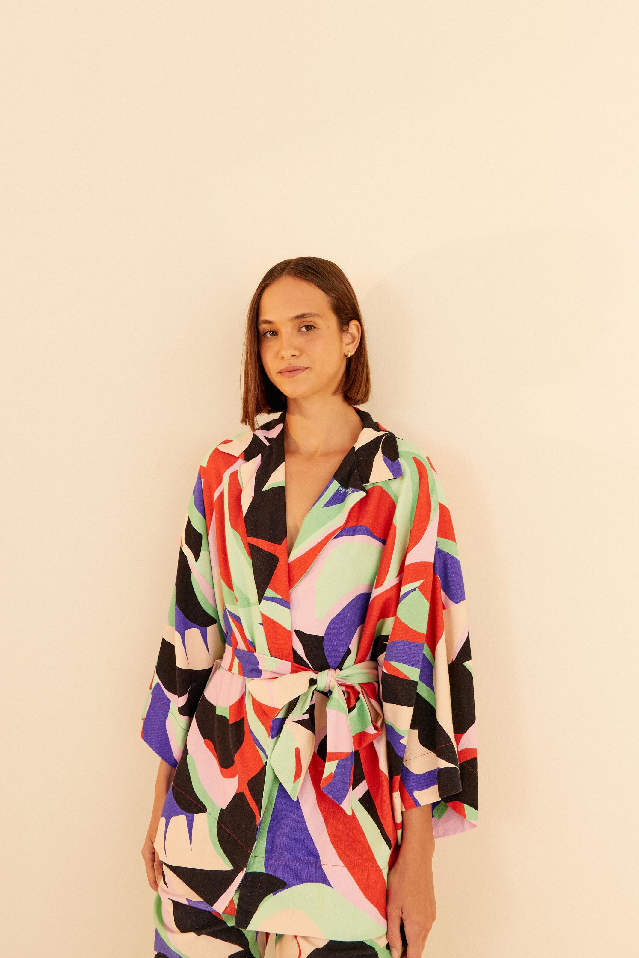 Kimono Estampado Folhagem Fresca