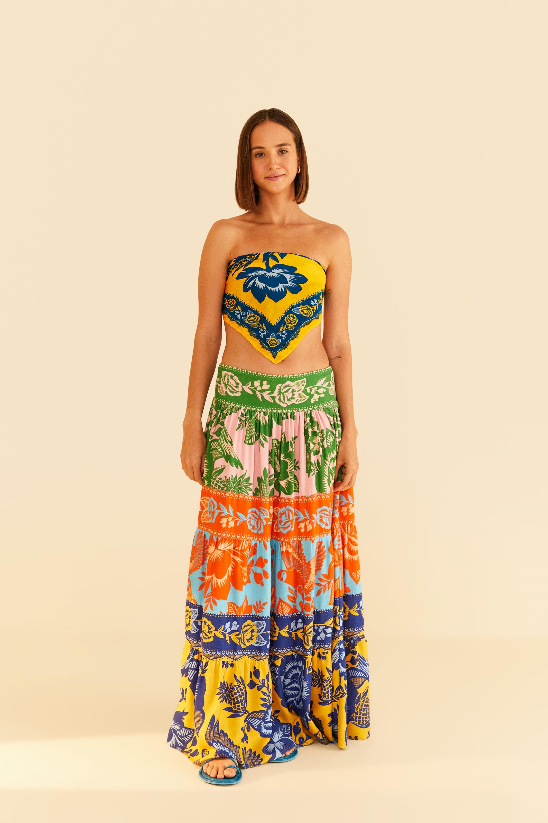 Lenço Praia Estampado Floral De Renda