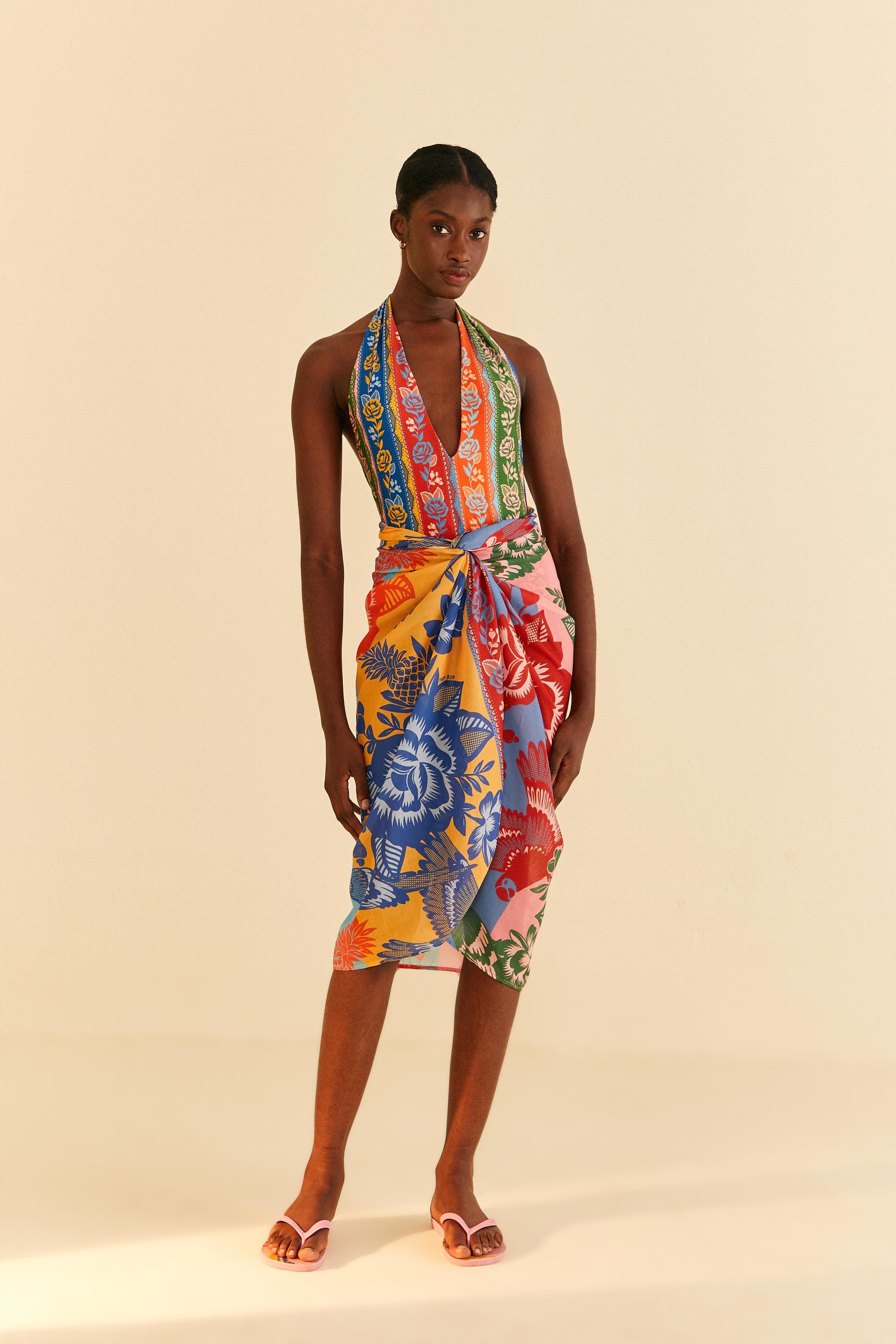 Maiô Patch Double Estampado Floral Renda