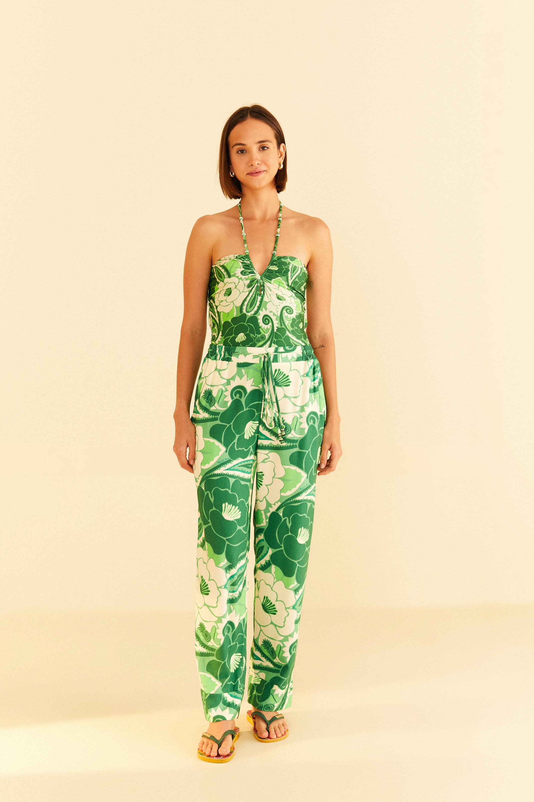 Maiô Artesanal Estampado Groove Tropical