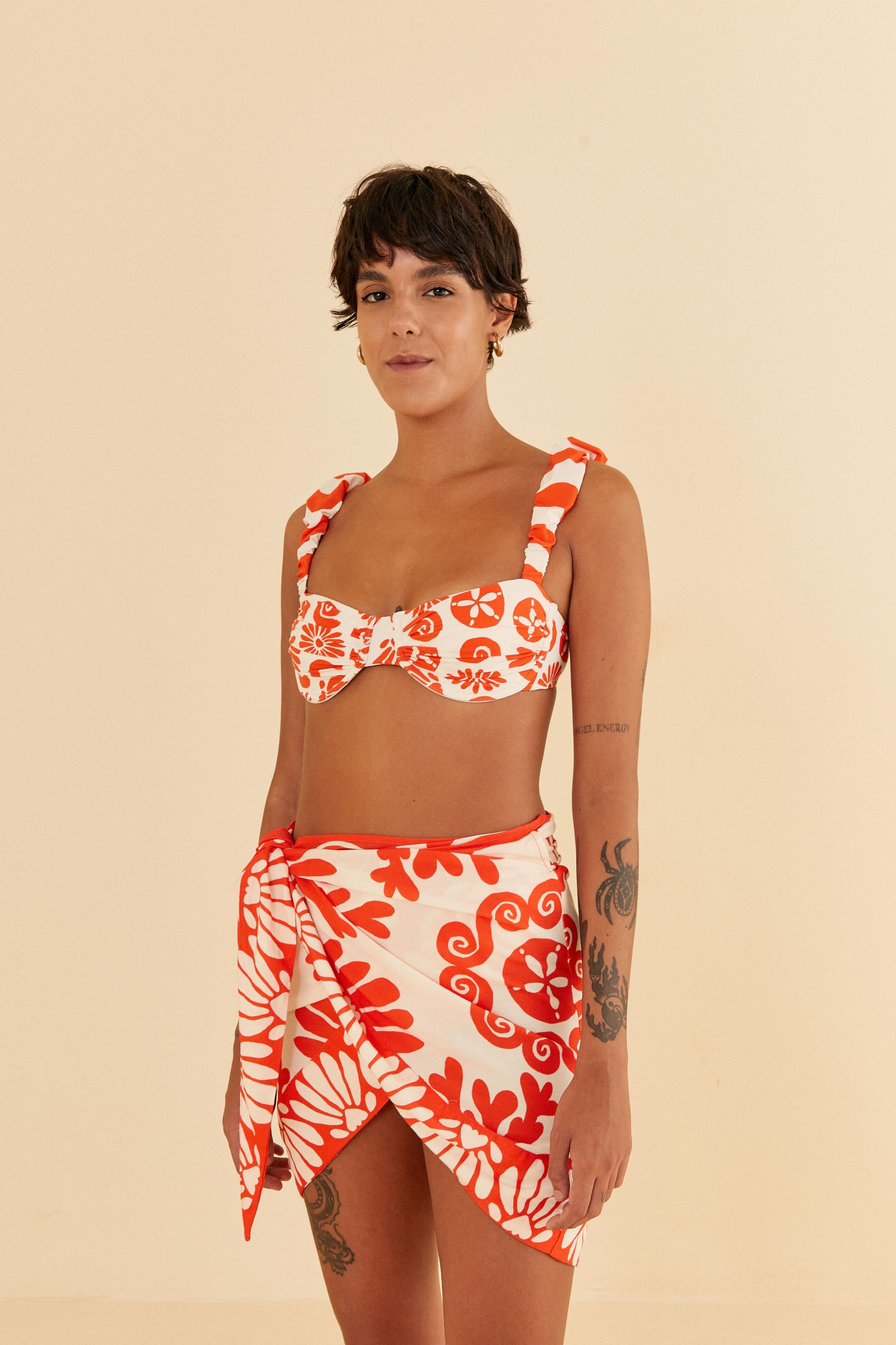 Mini Saia Pareô Estampada Praia Ilhéus