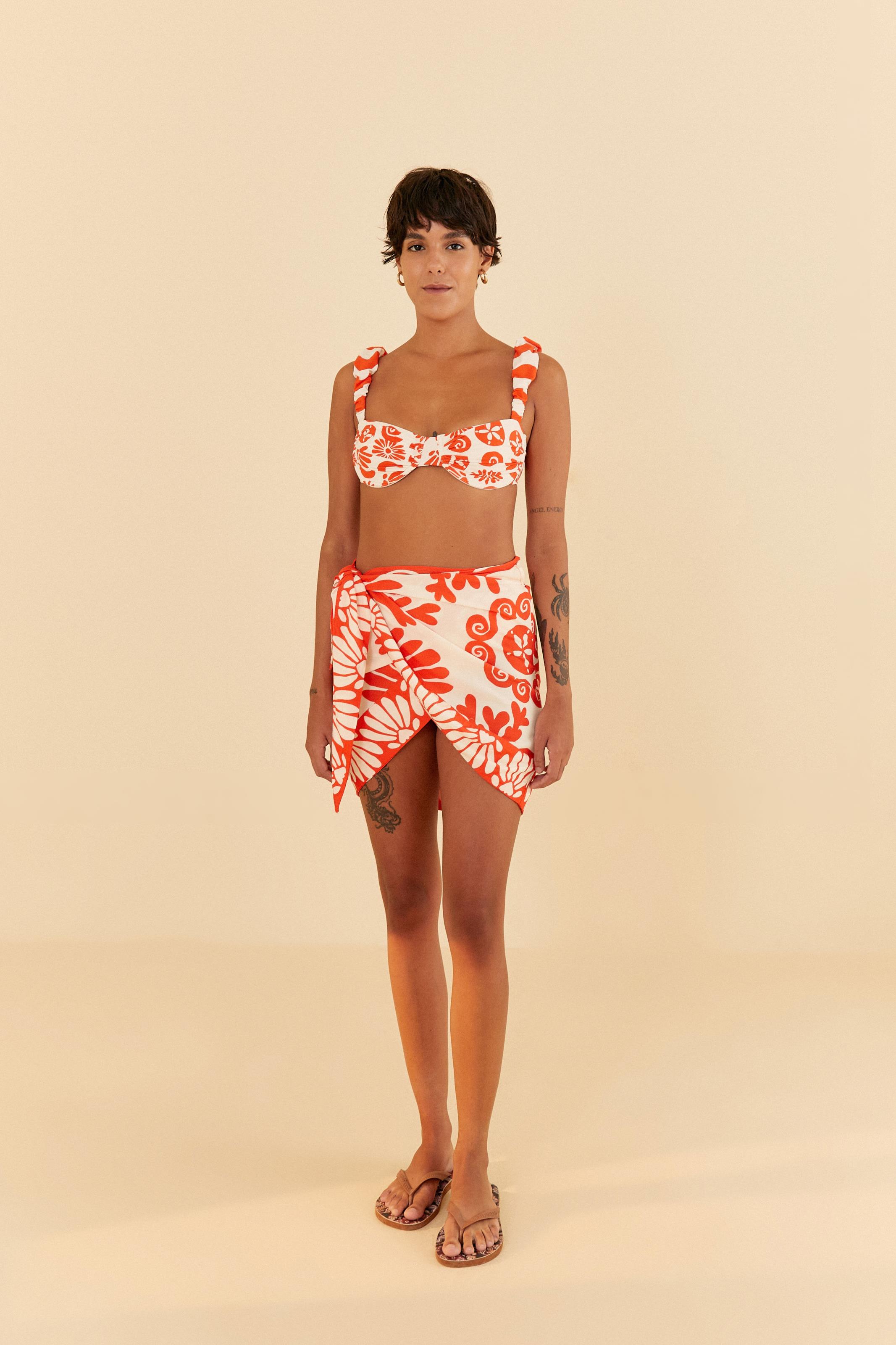 Mini Saia Pareô Estampada Praia Ilhéus