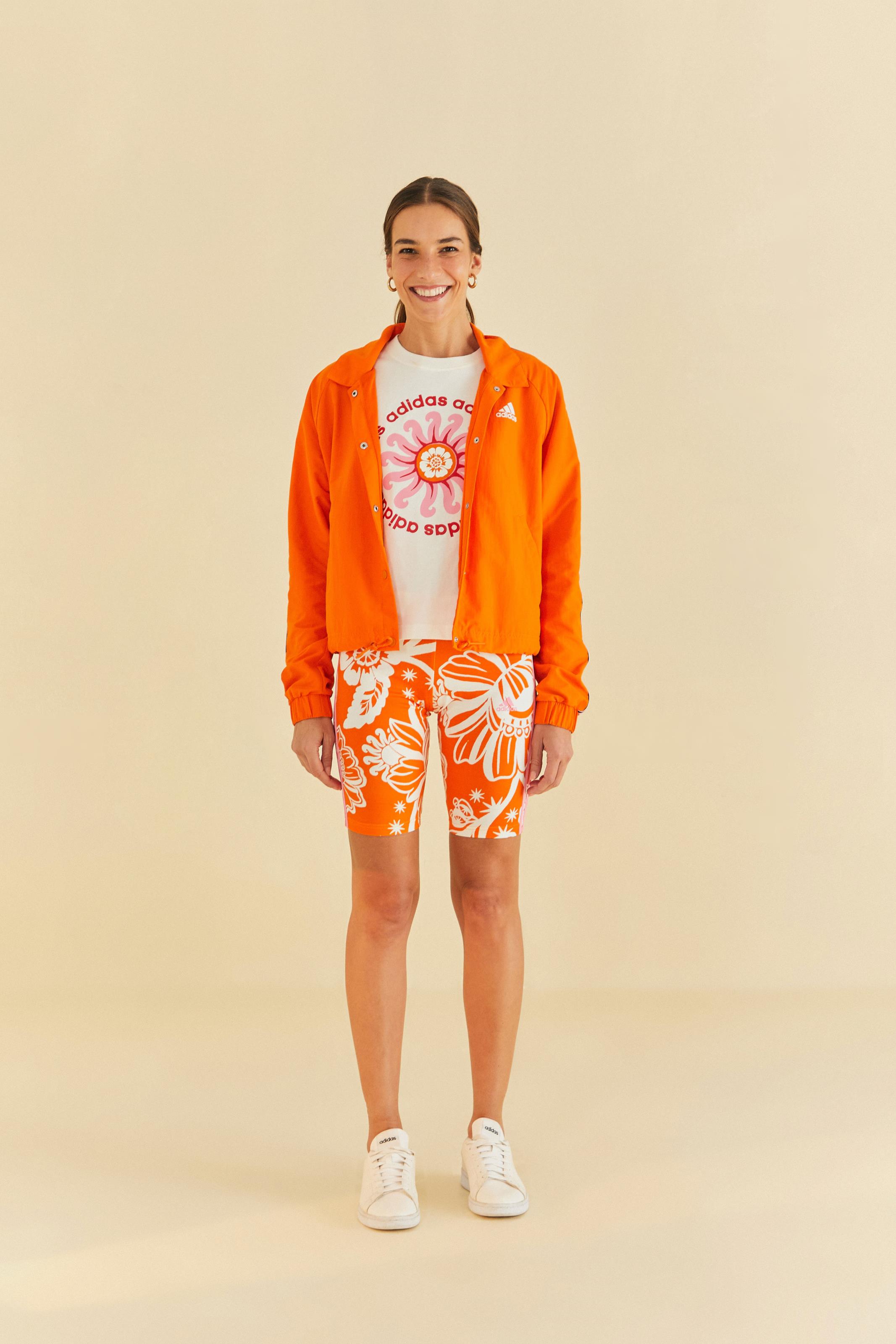 Bermuda Adidas Estampada Boho Flower Orange