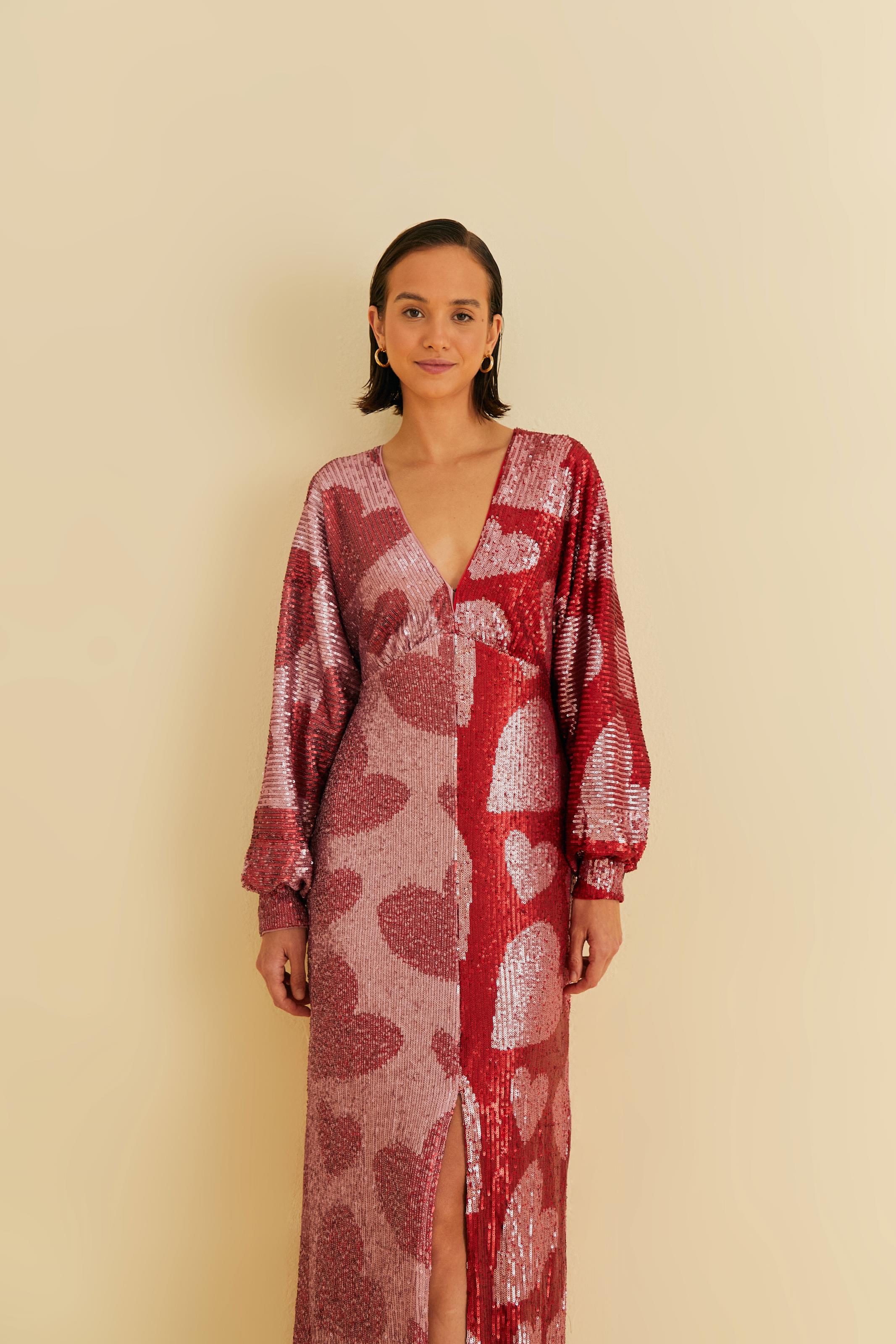 Vestido Paetê Corações