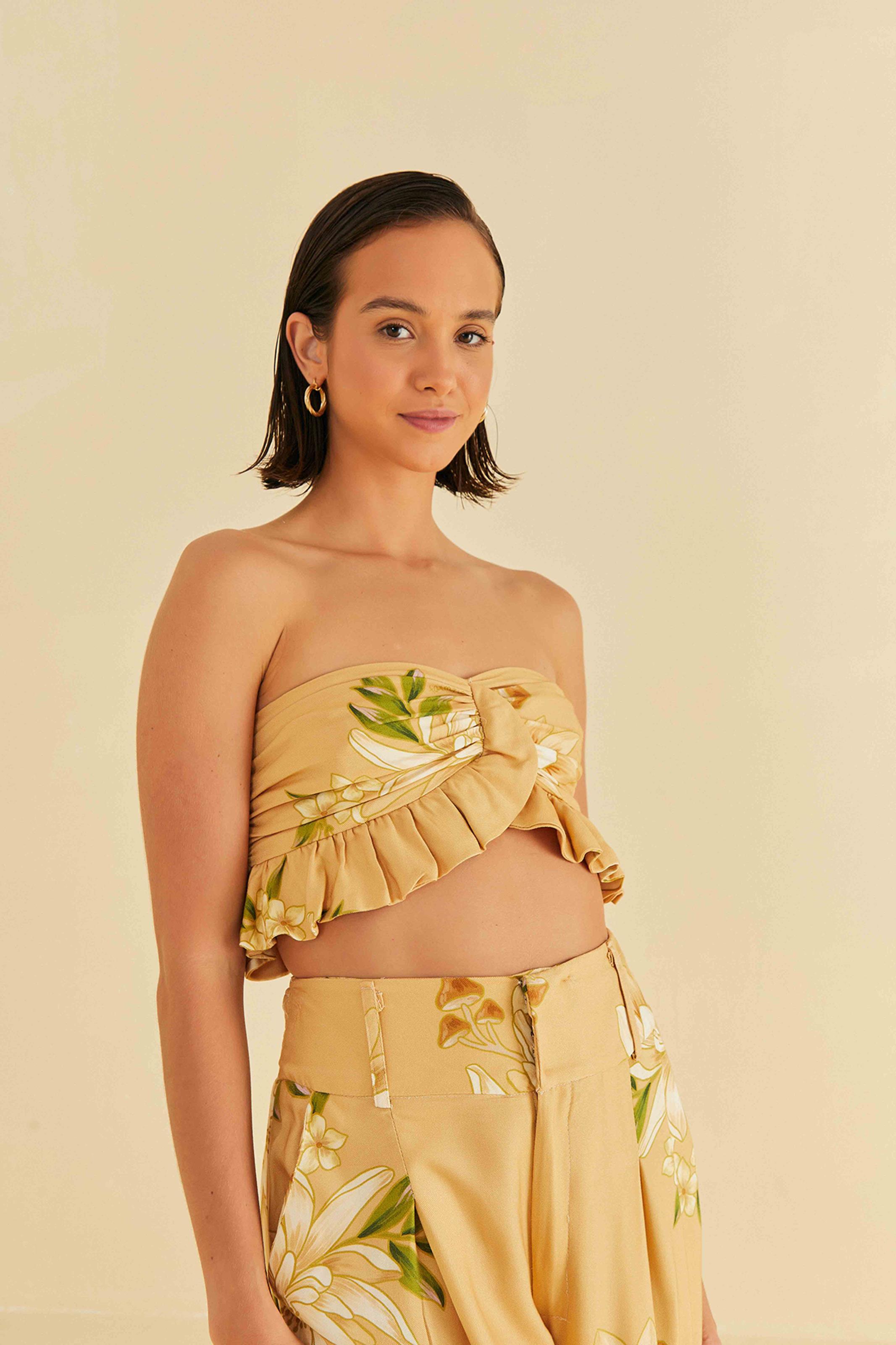 Blusa Cropped Estampada Floral Magia