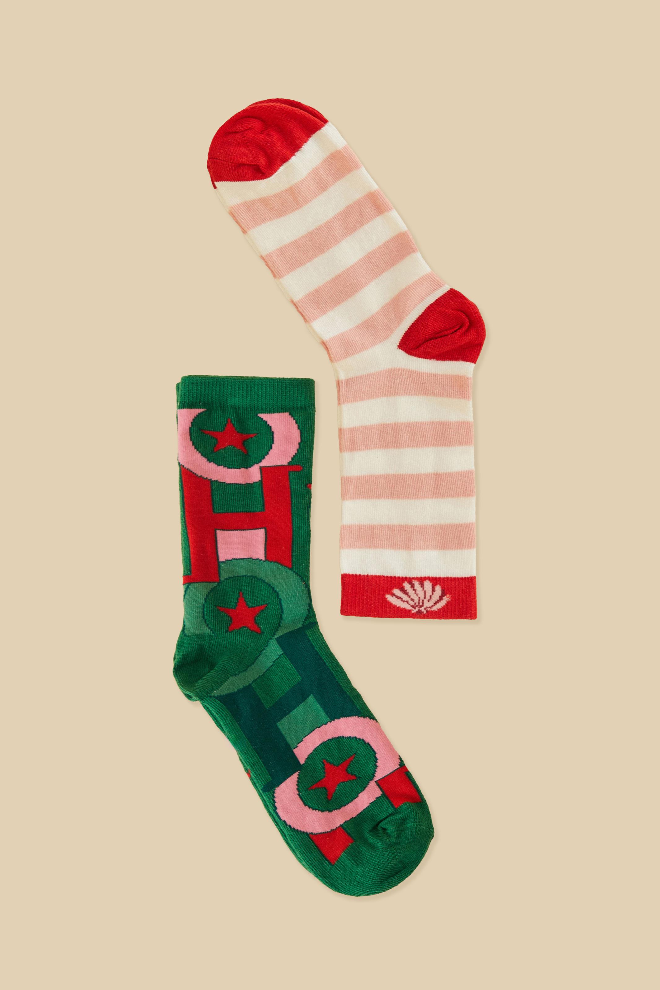 Dupla Meias Estampadas Hohoho