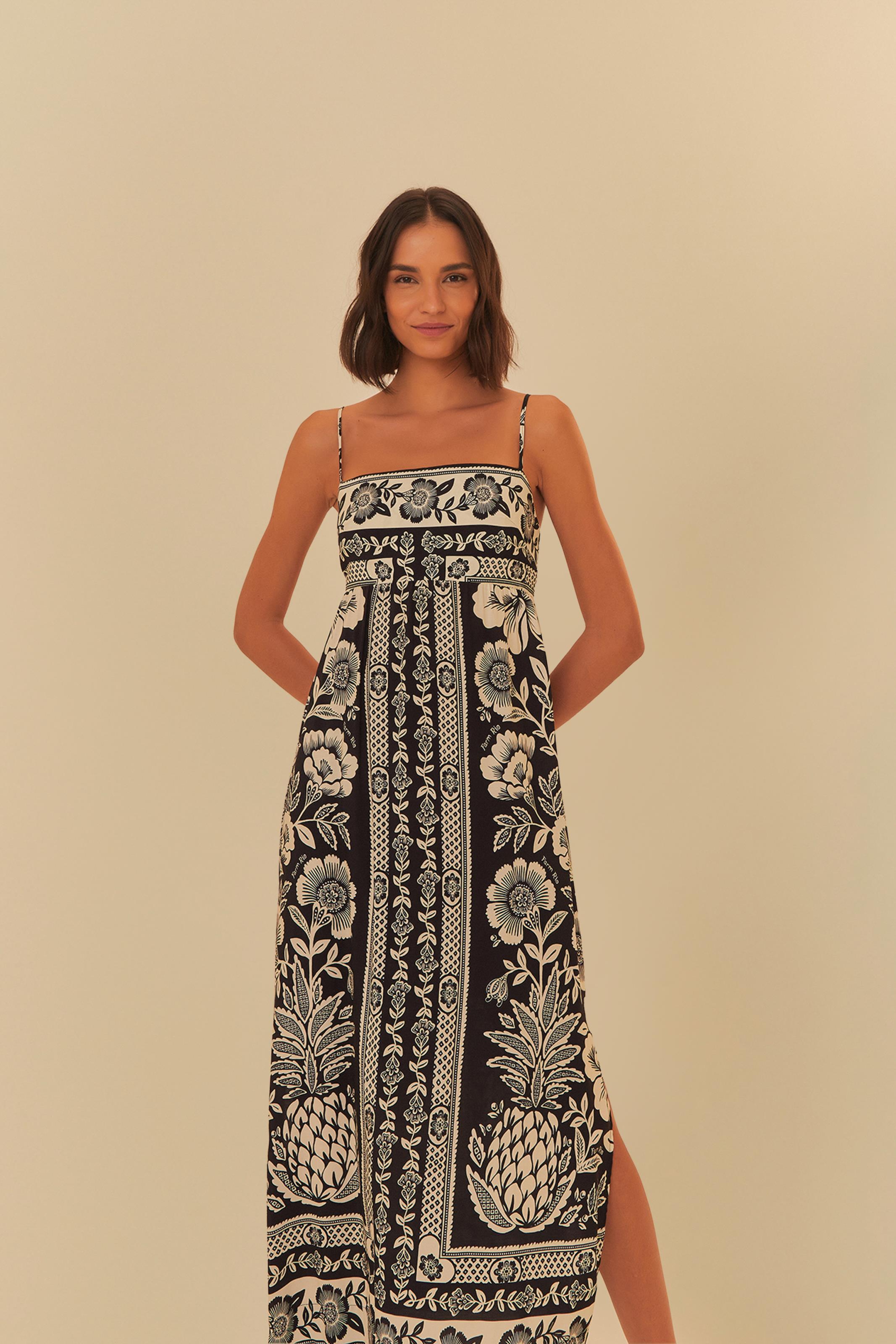 Vestido Longo Estampado Jardim Romance