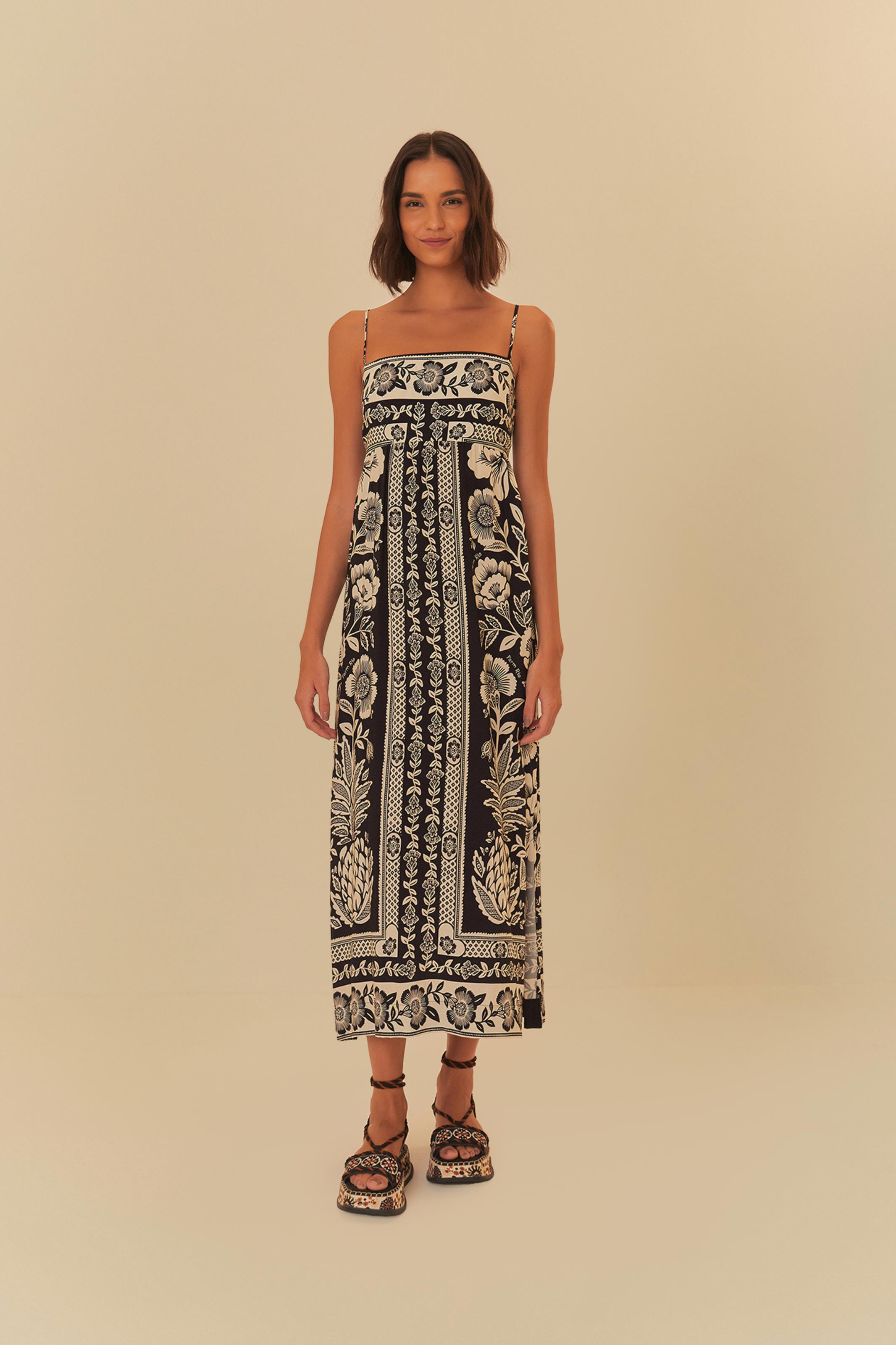 Vestido Longo Estampado Jardim Romance