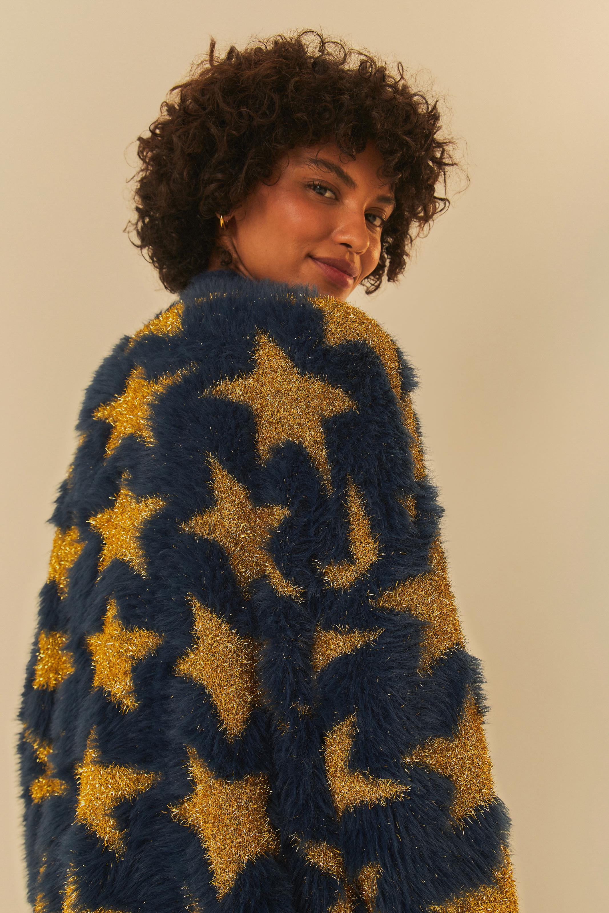 Cardigan Tricot Pelinho Estrelas