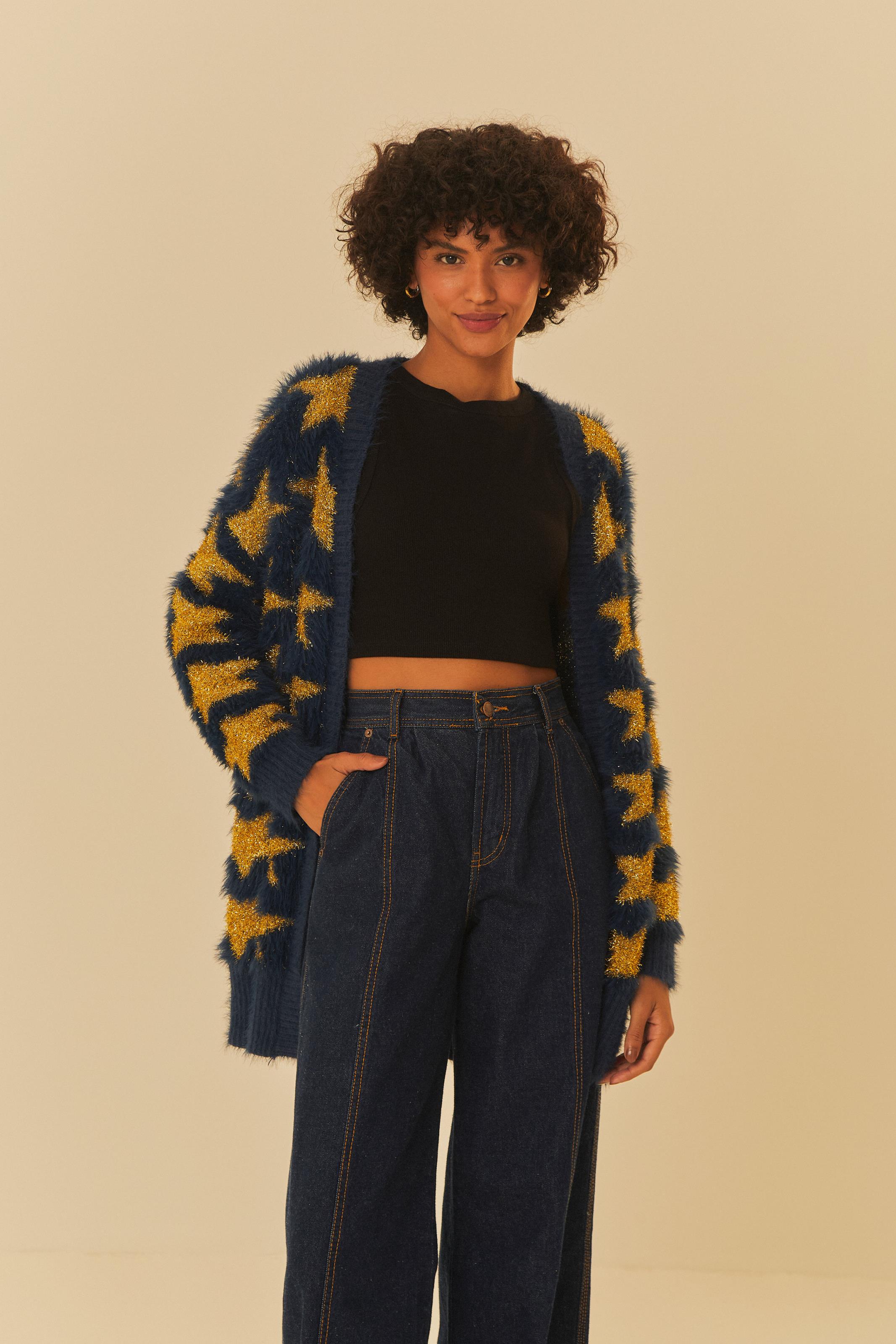 Cardigan Tricot Pelinho Estrelas