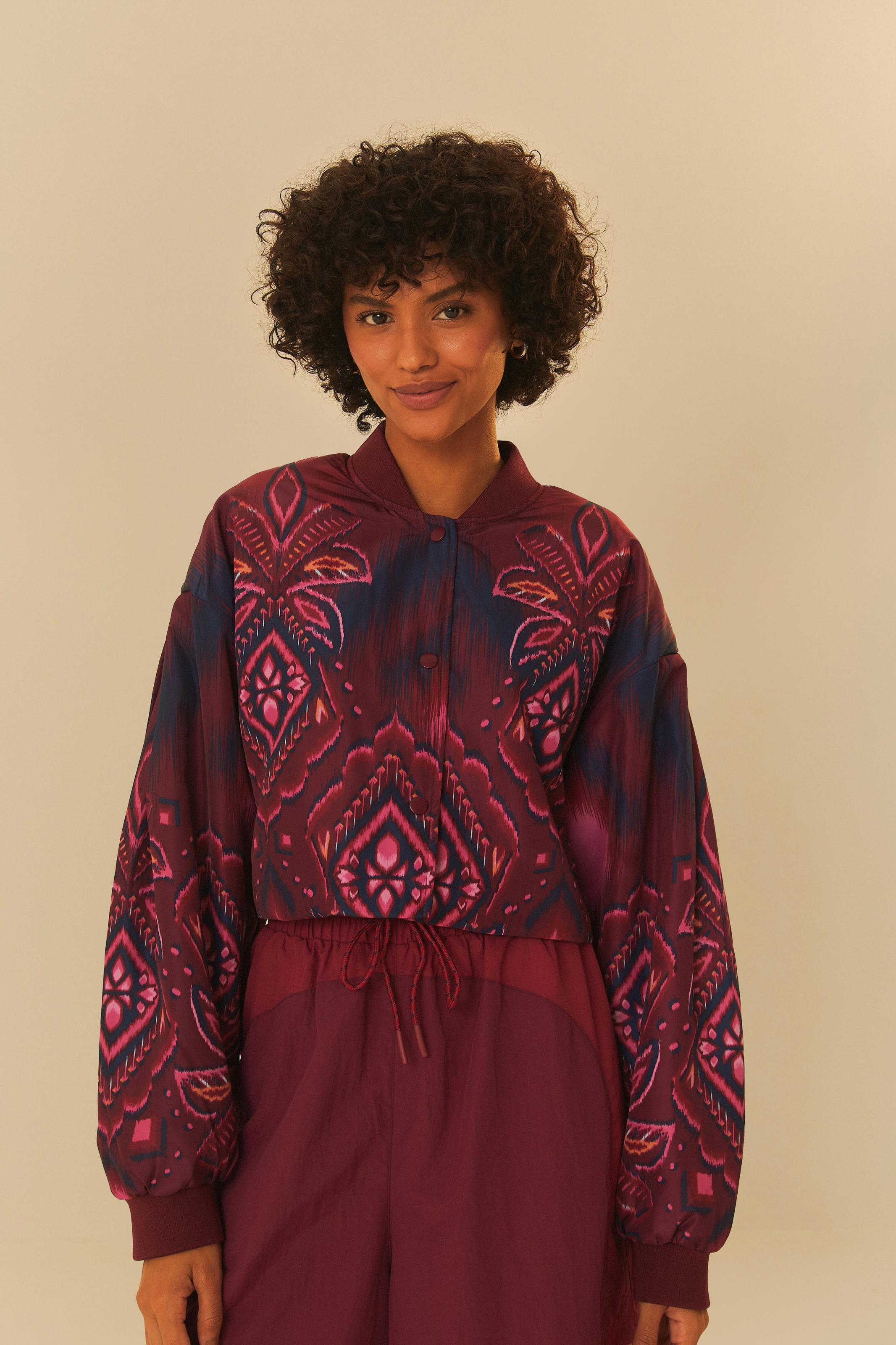 Jaqueta Cropped Puffer Estampada Alba