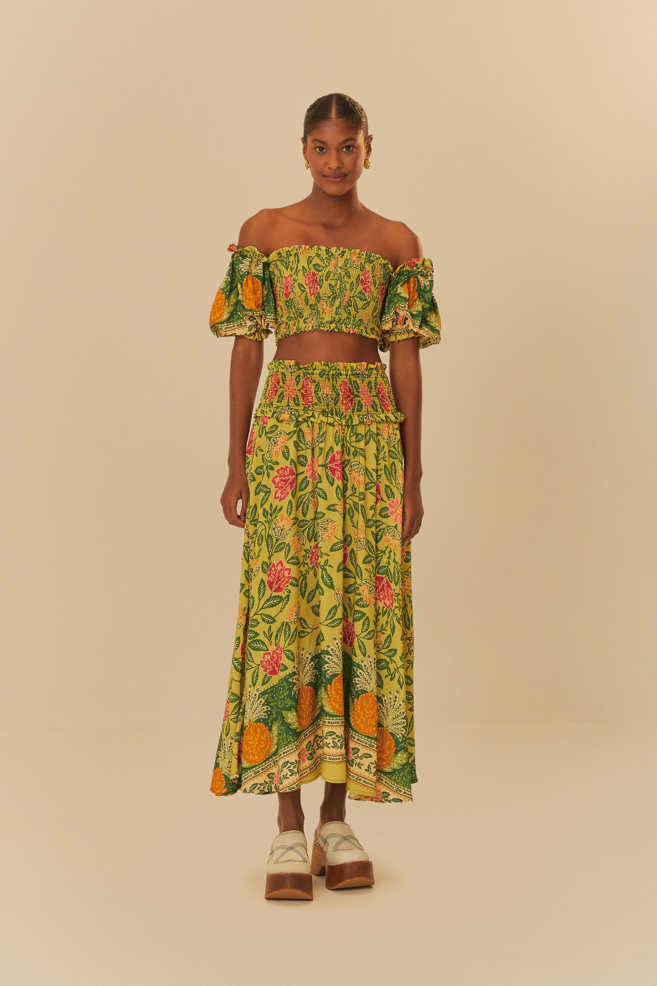 Blusa Cropped Estampada Terra Dos Abacaxis