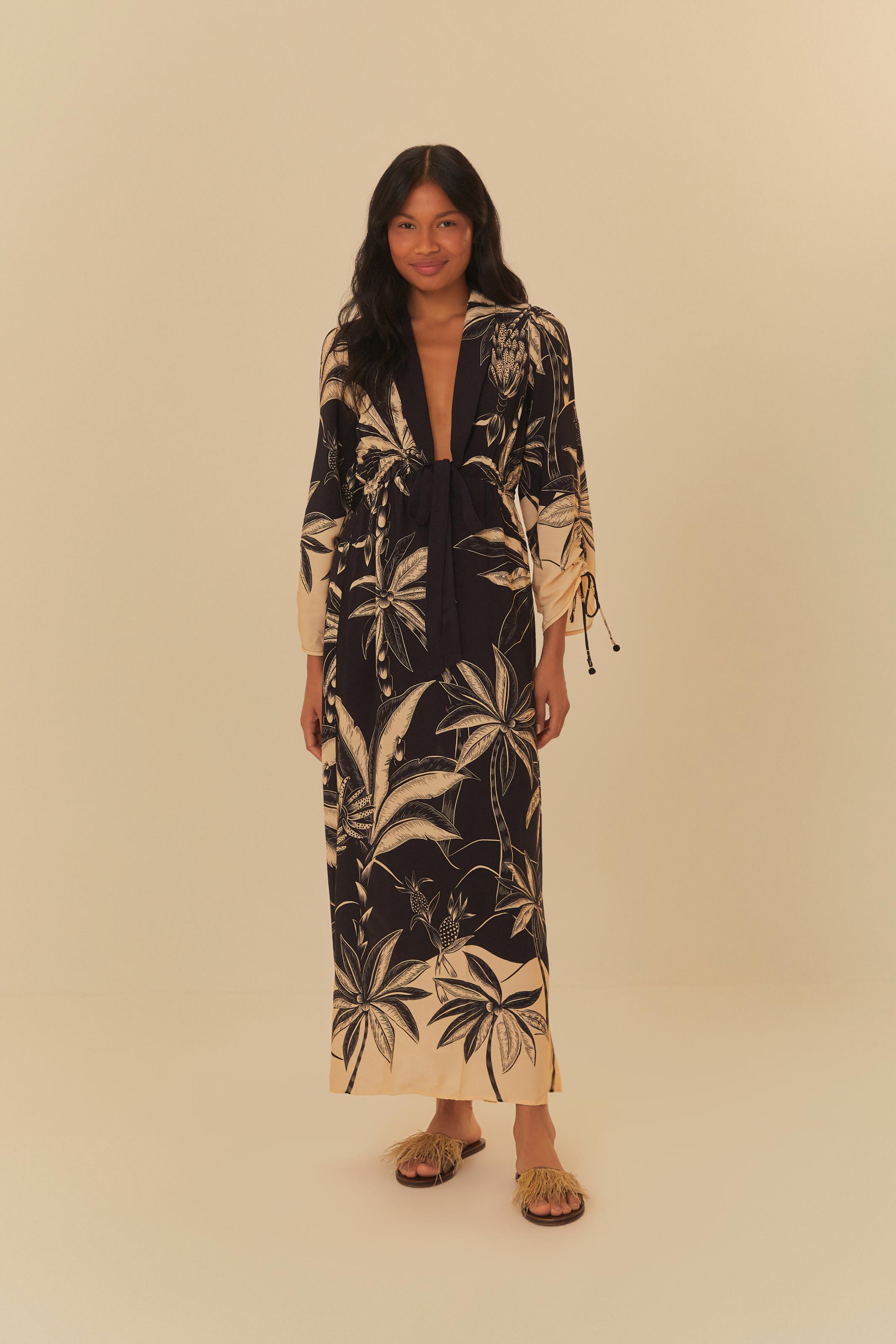 Vestido Cropped Estampado Floresta Praiana