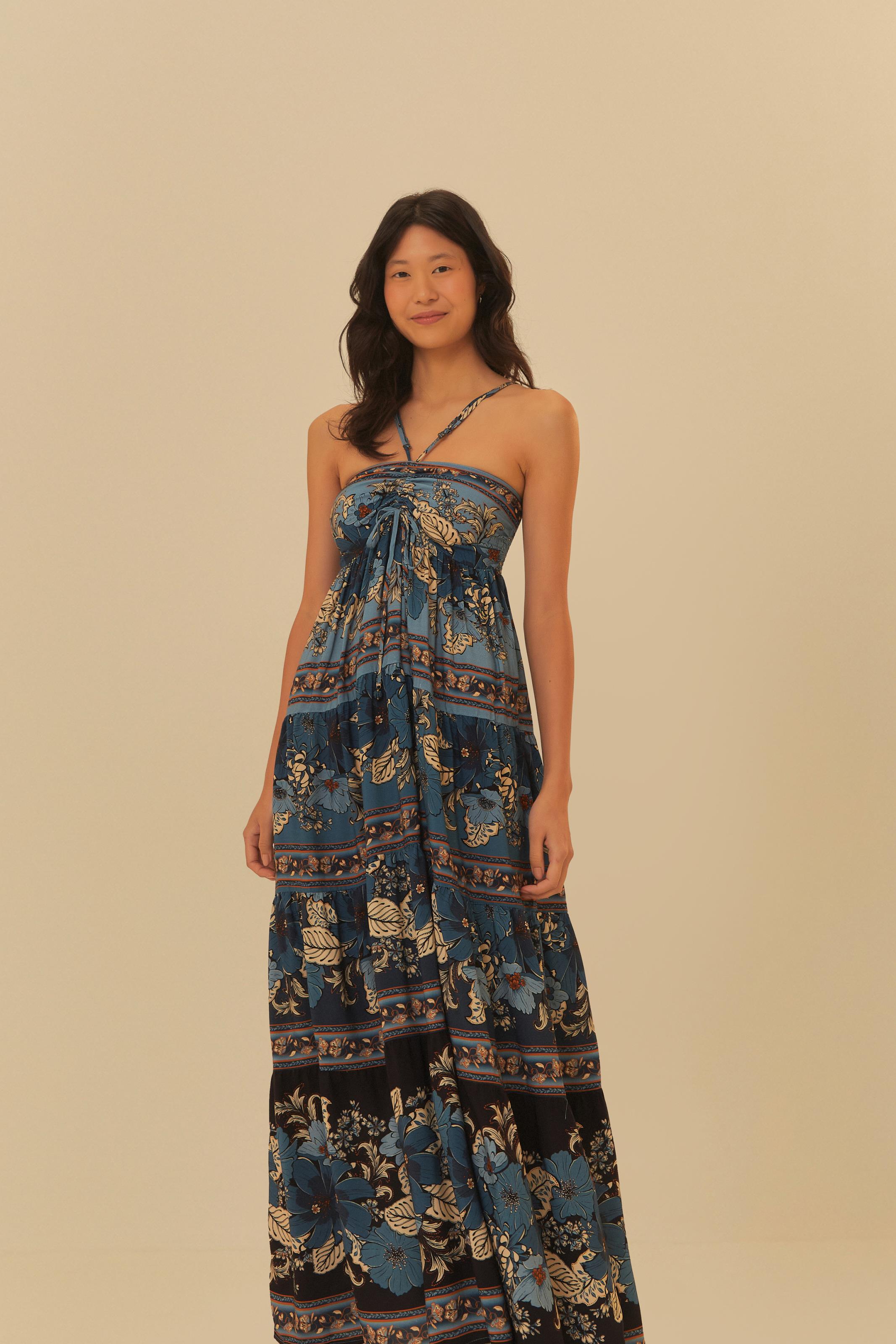 Vestido Longo Estampado Dália