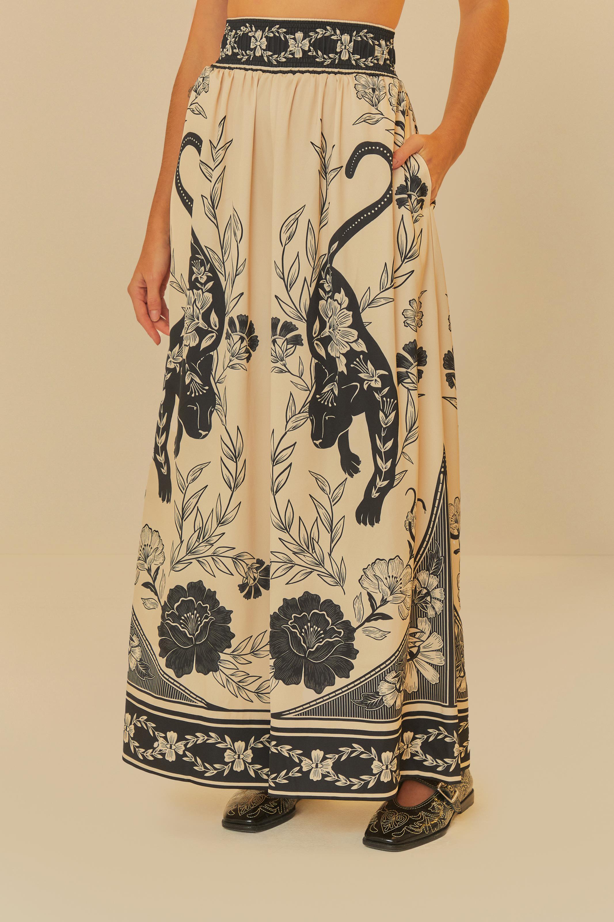 Calça Pantalona Estampada Selvática