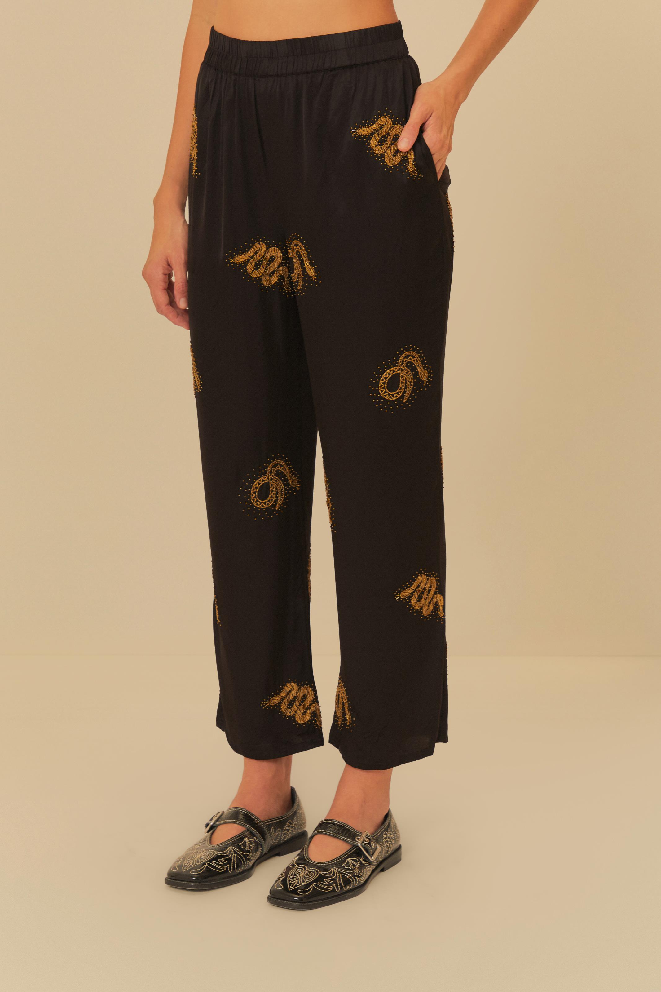 Calça Bordada Estampada Cobra Cobral