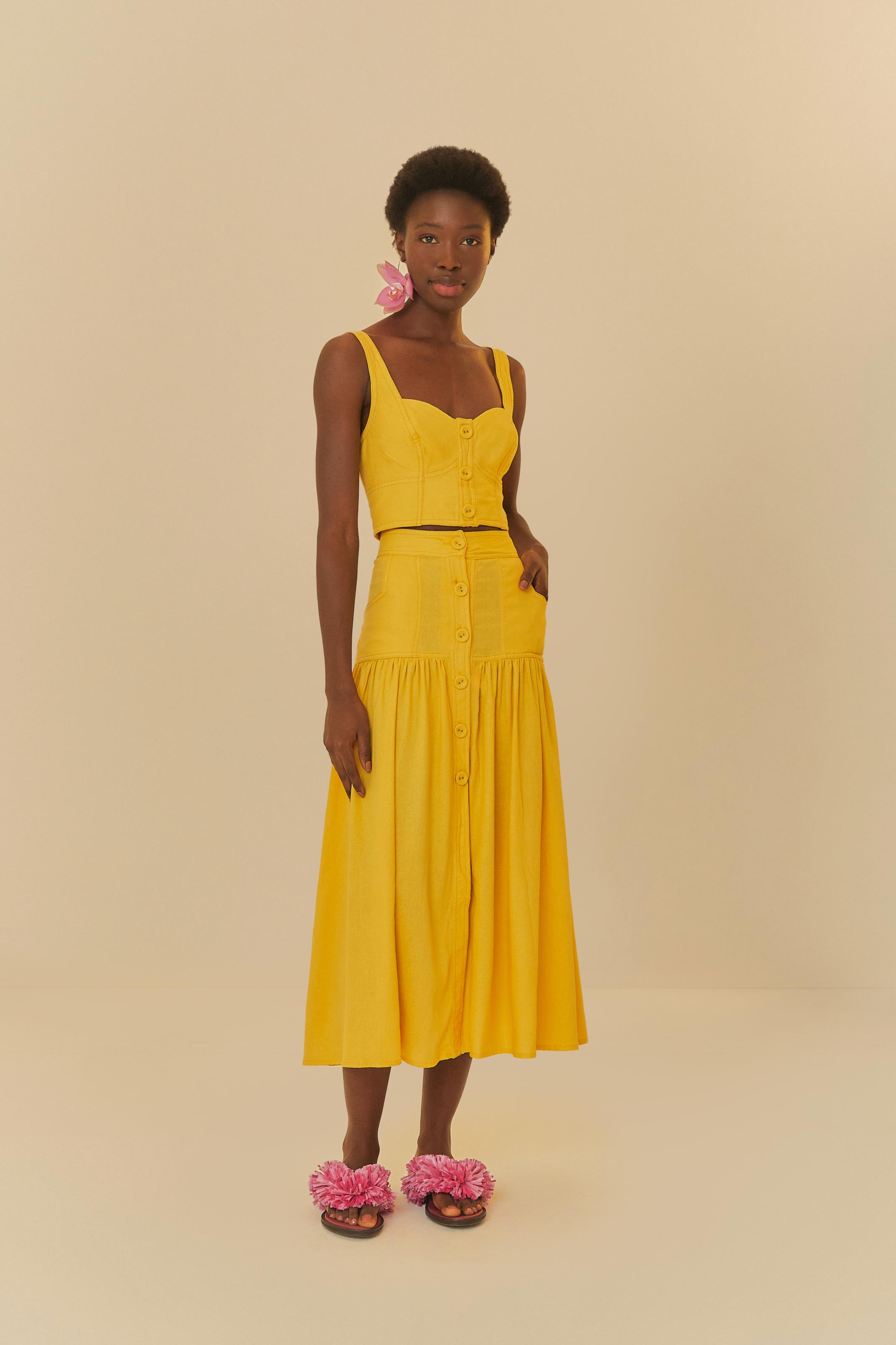 Saia Cropped Botões