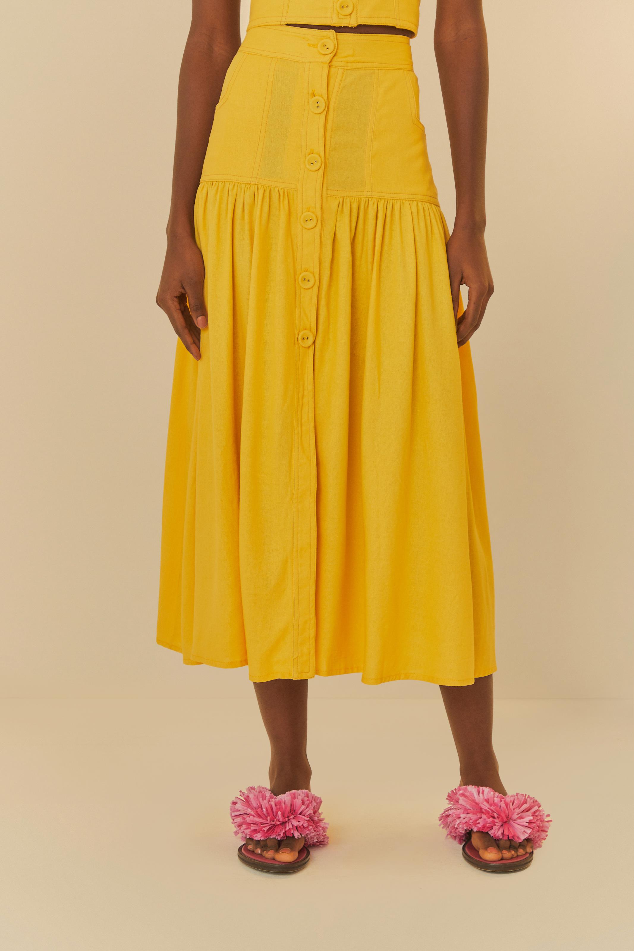 Saia Cropped Botões