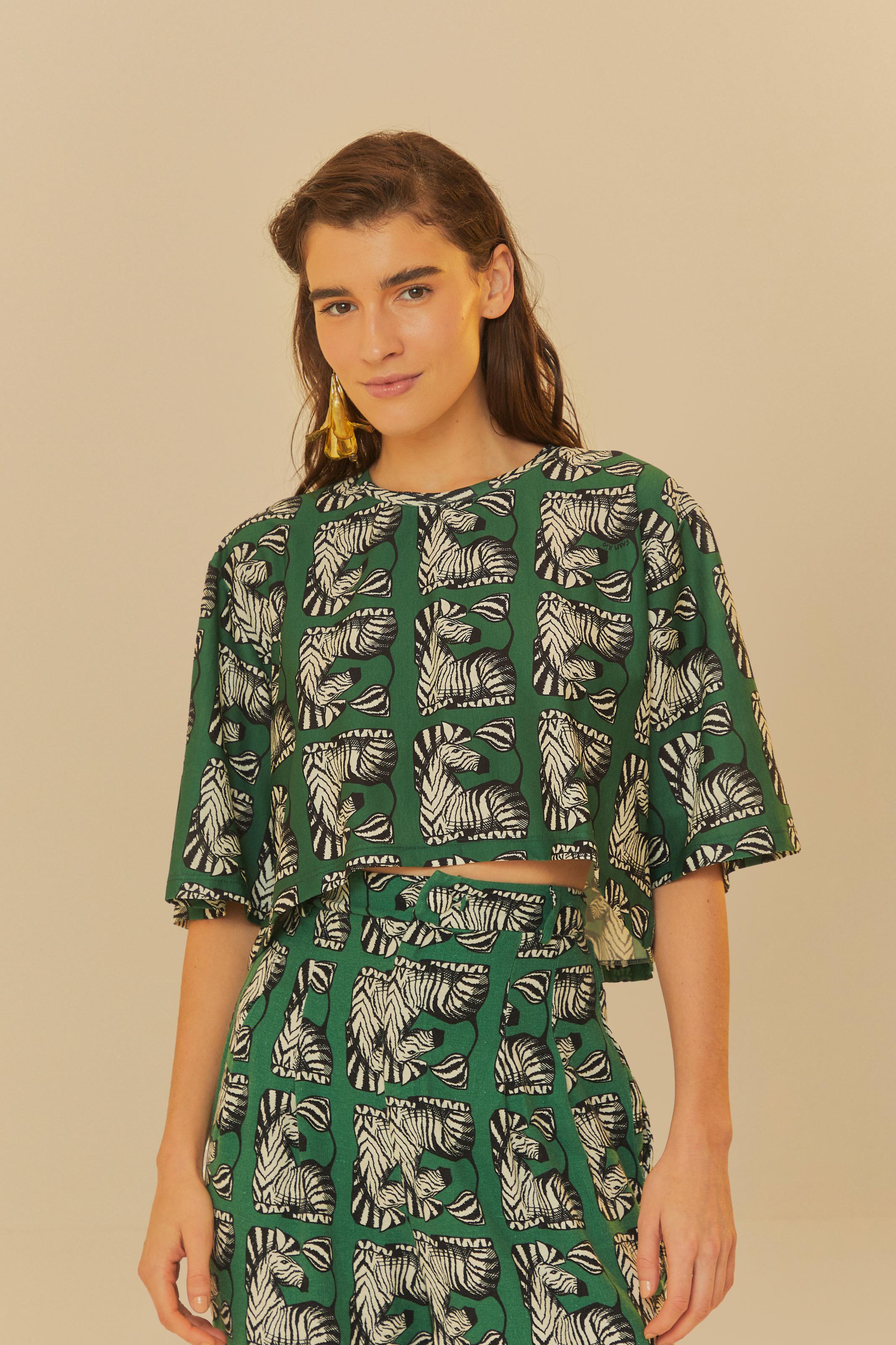 T-Shirt Cropped Estampada Zebrina
