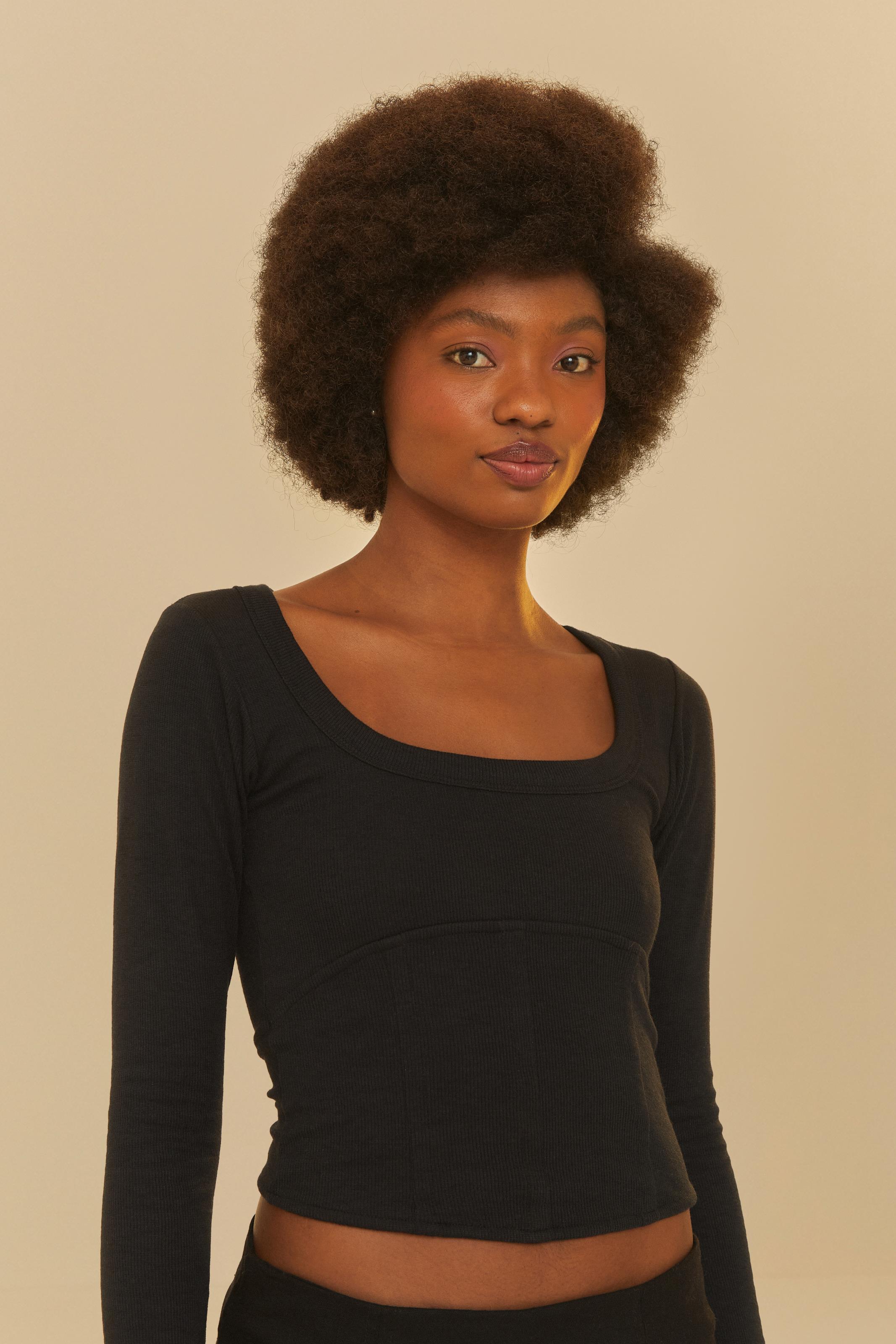 Blusa Corselet Manga Longa