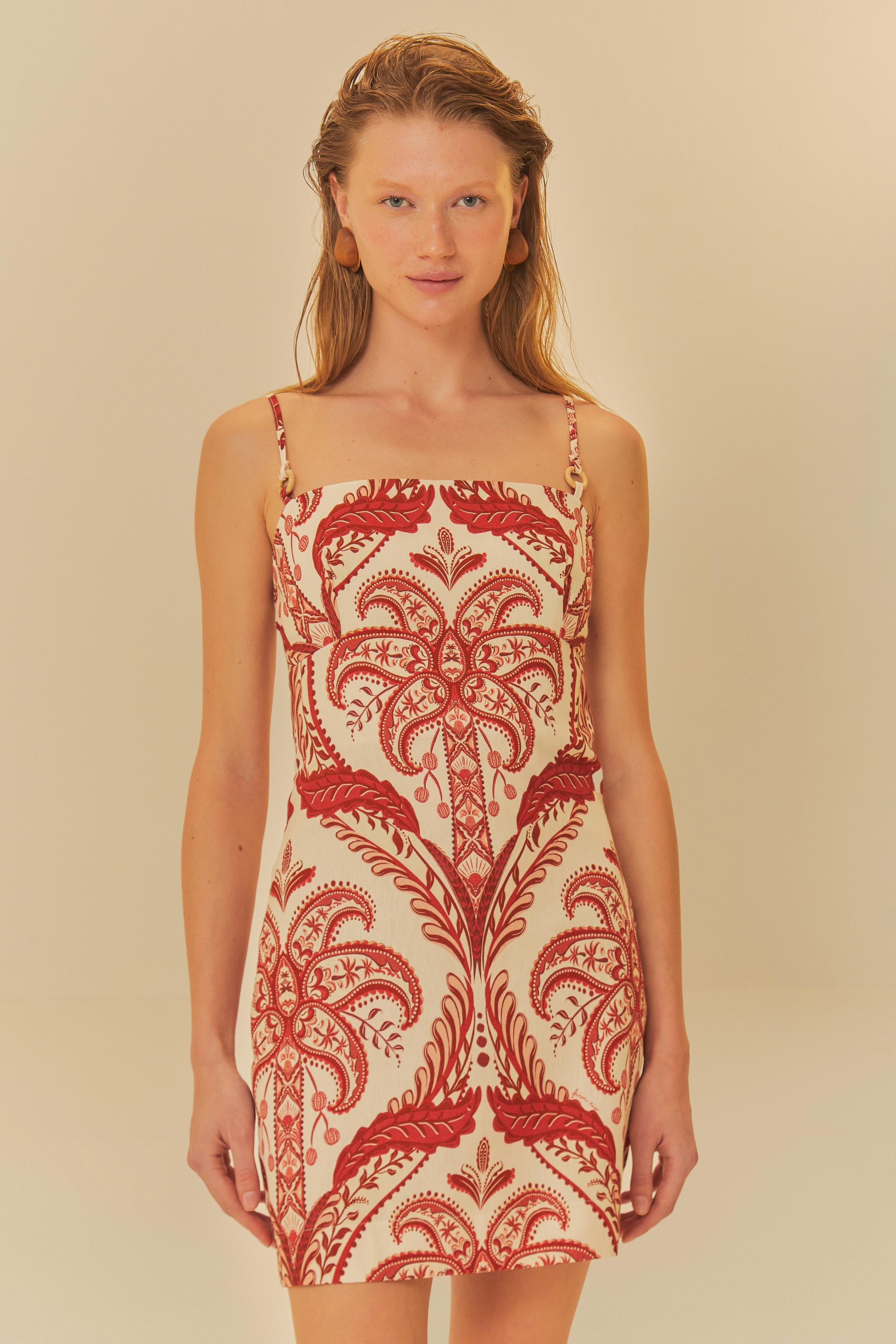 Vestido Curto Estampado Camafeu Tropical