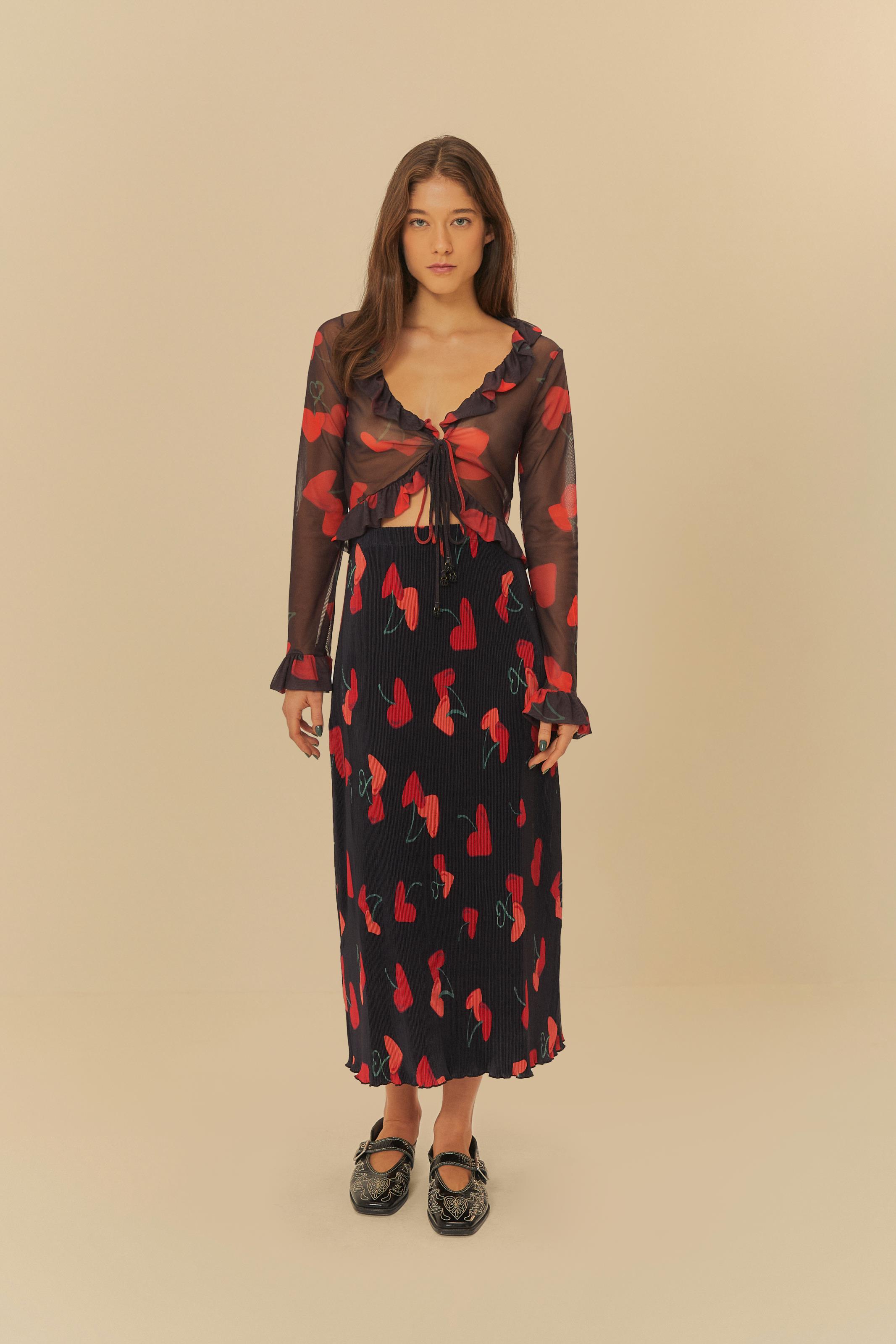 Blusa Tule Estampada Amor De Cereja