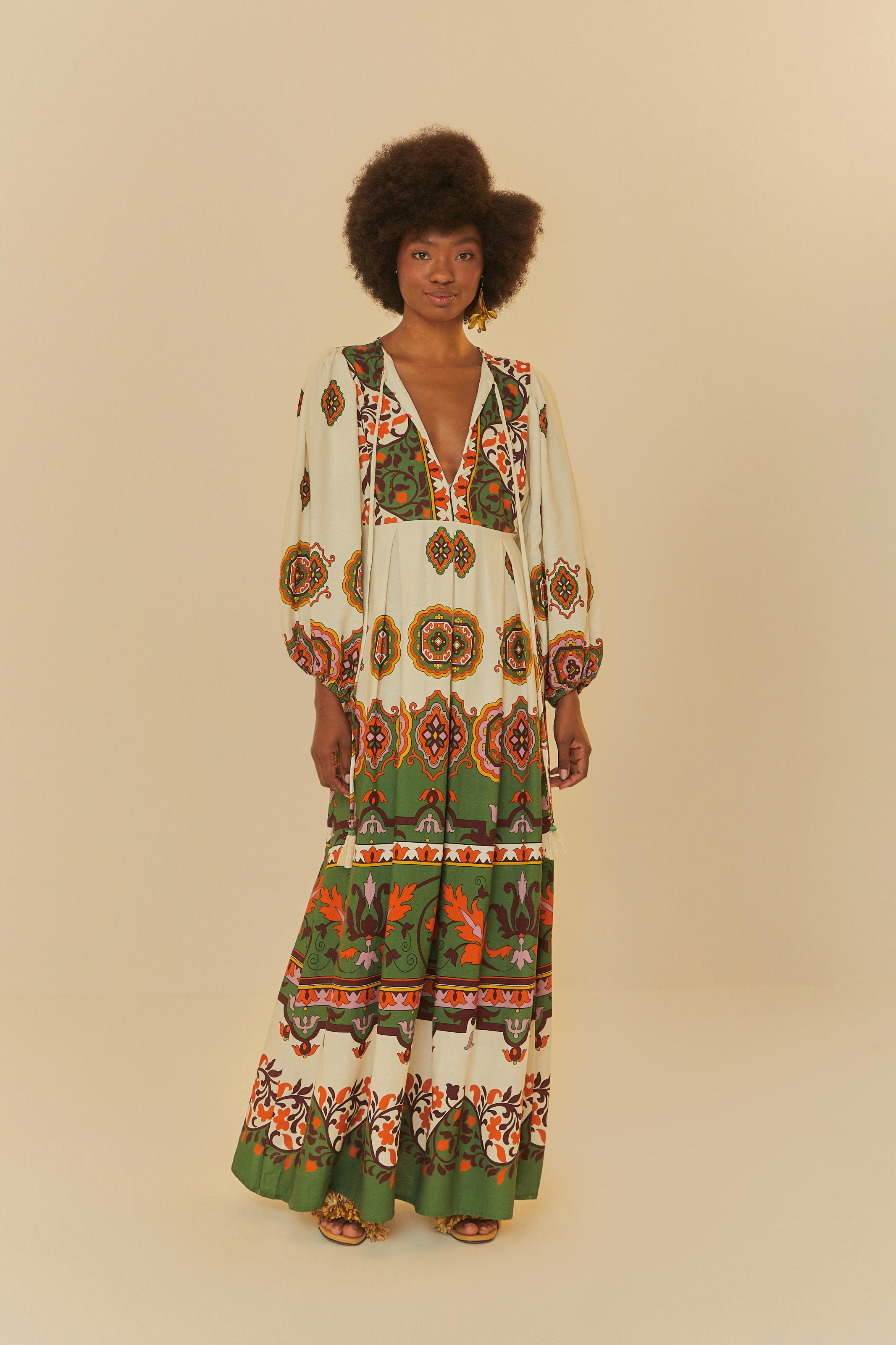 Vestido Longo Estampado Caja