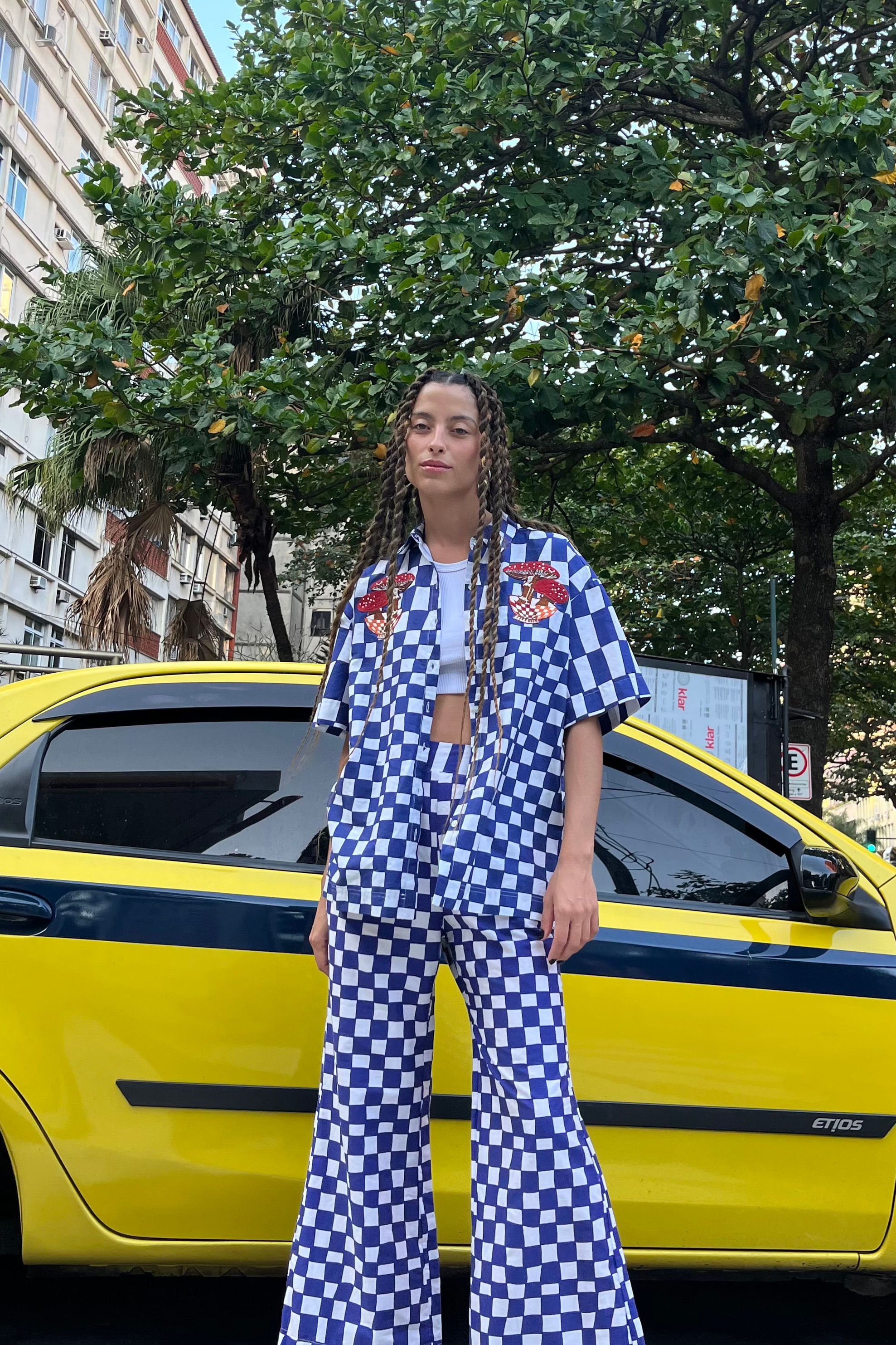 Calça Estampada Quadriculado De Sonho