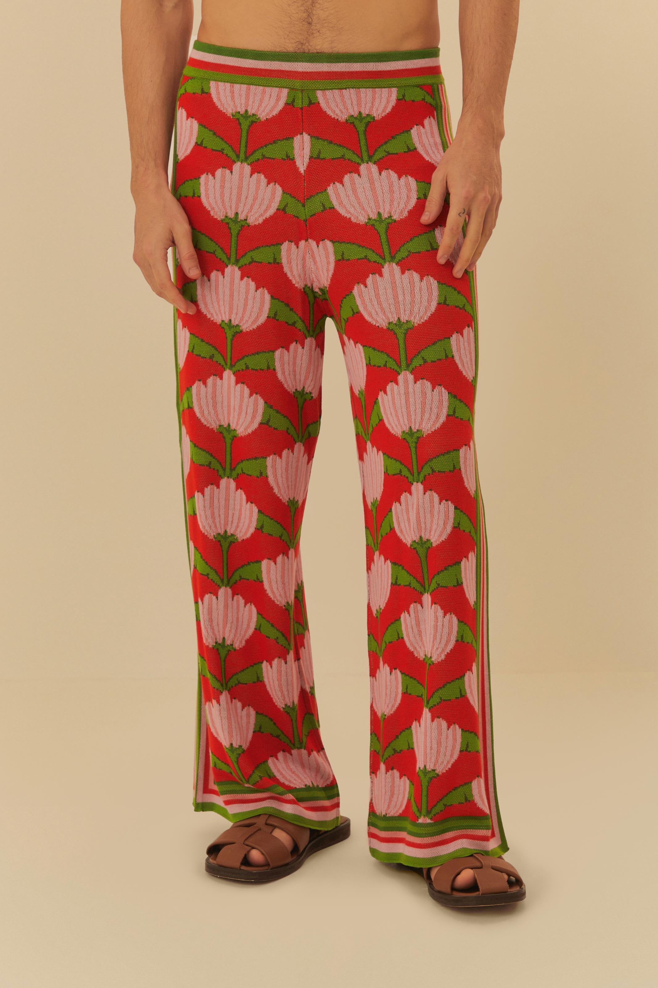 Calça Jacquard Estampada Banana Deco