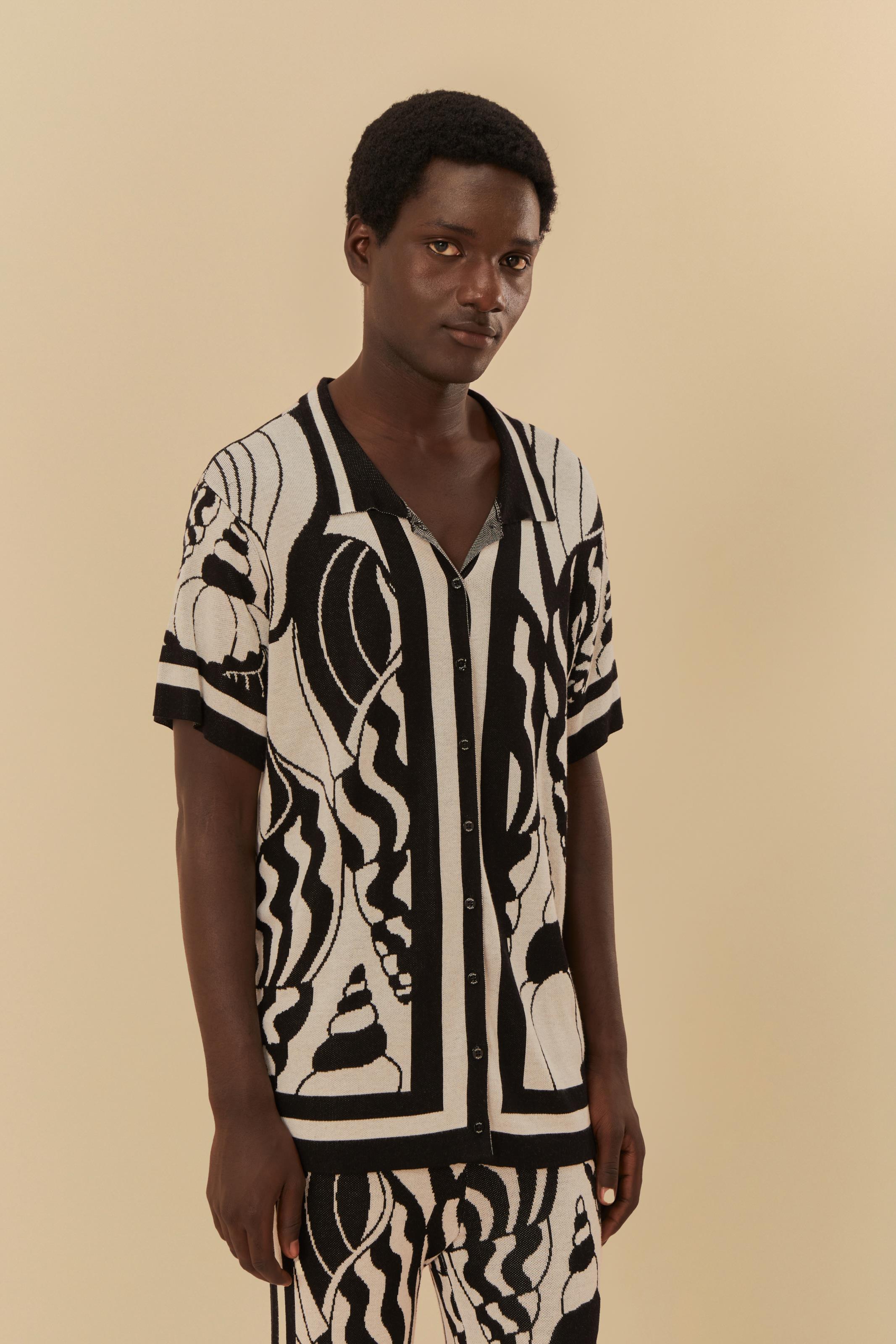Camisa Jacquard Estampada Concha Do Mar