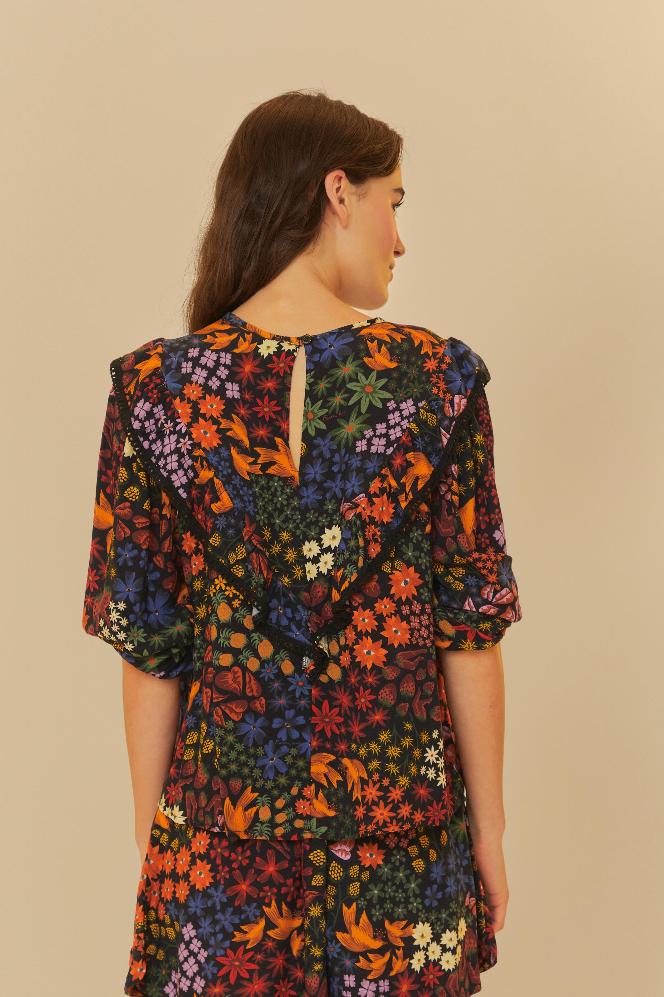 Bata Estampada Jardim De Morango