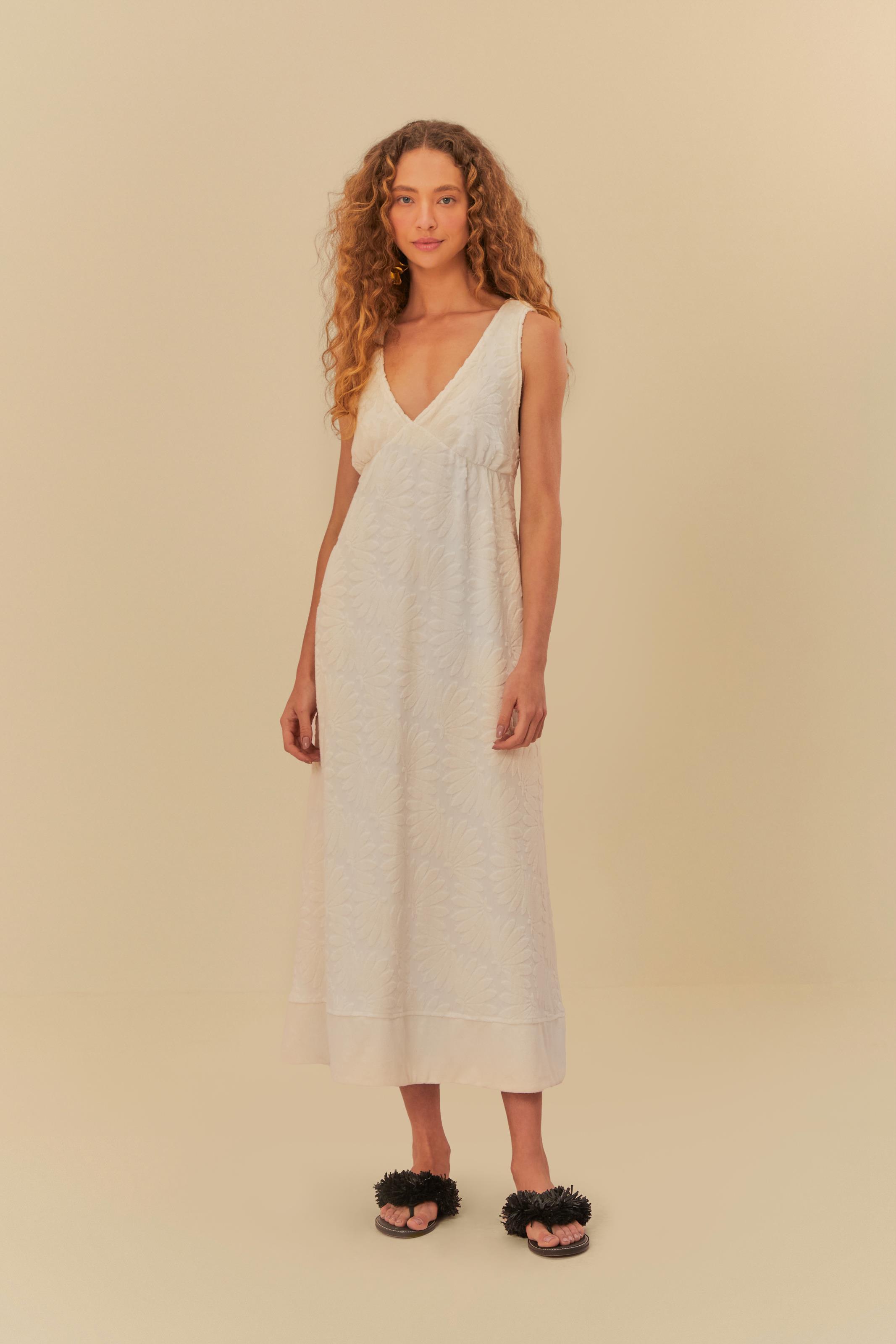 Vestido Longo Jacquard Atoalhado