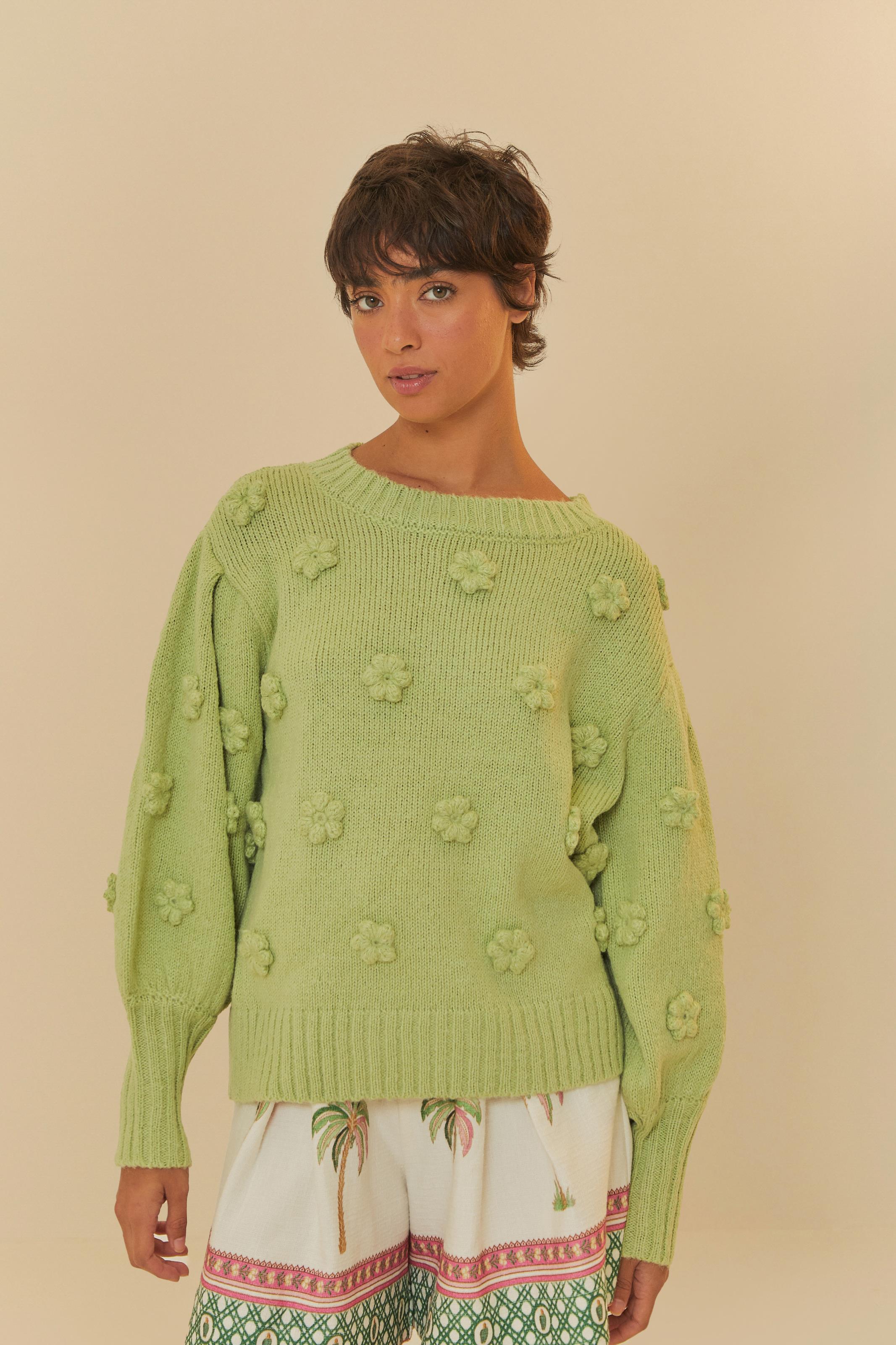 Pull Tricot Artesanal Flores