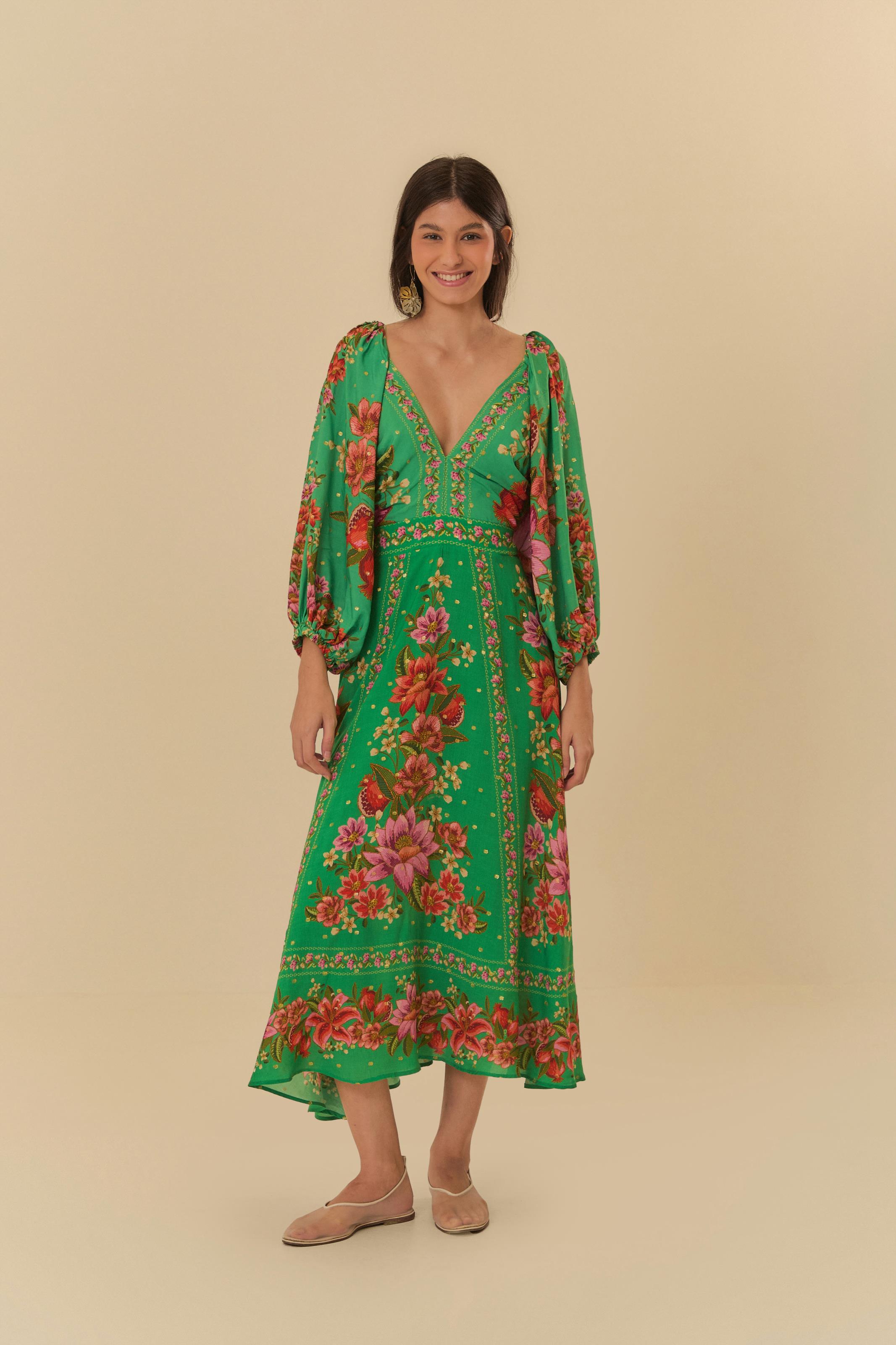 Vestido Midi Estampado Fruta De Verão