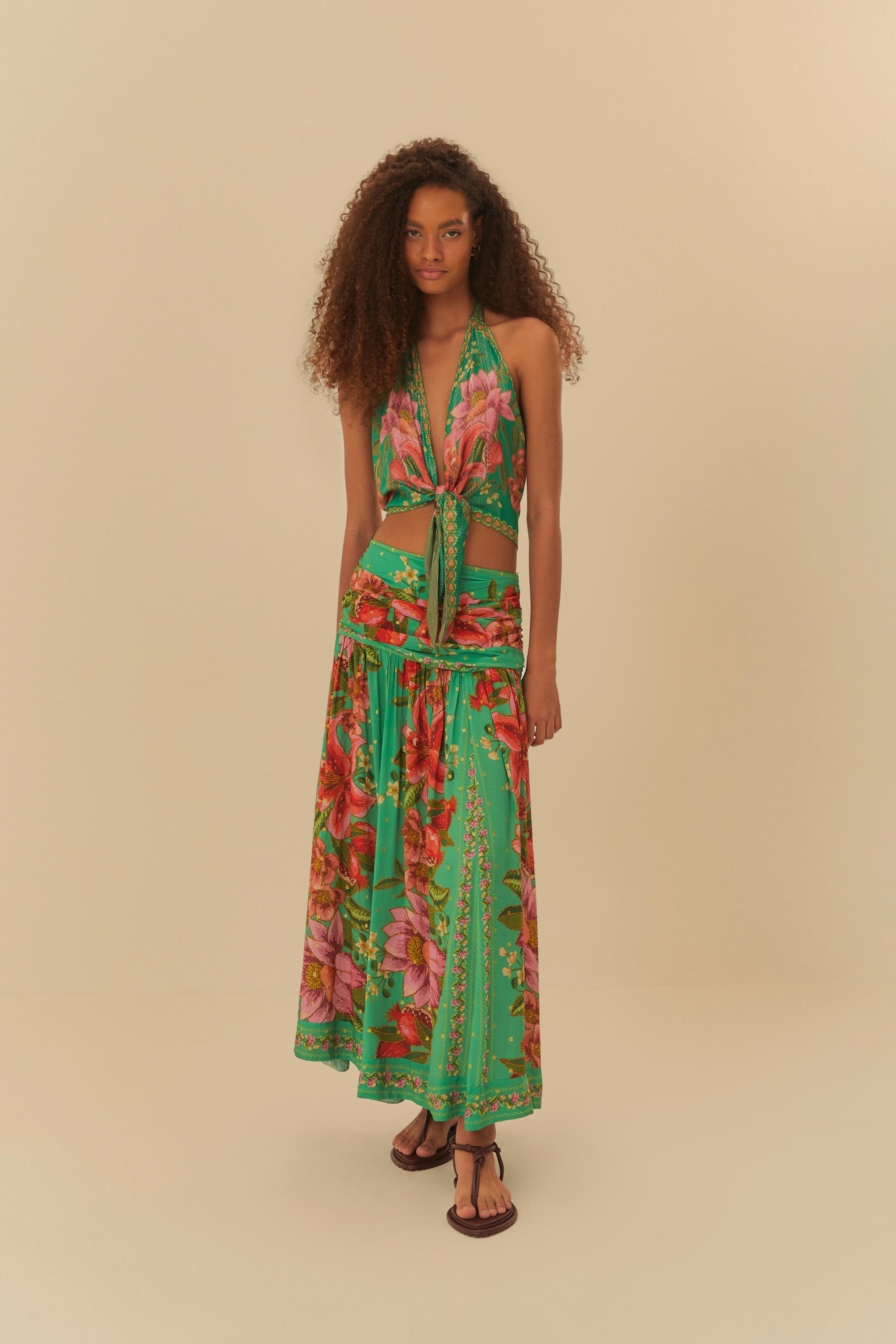 Saia Cropped Estampada Fruta De Verão