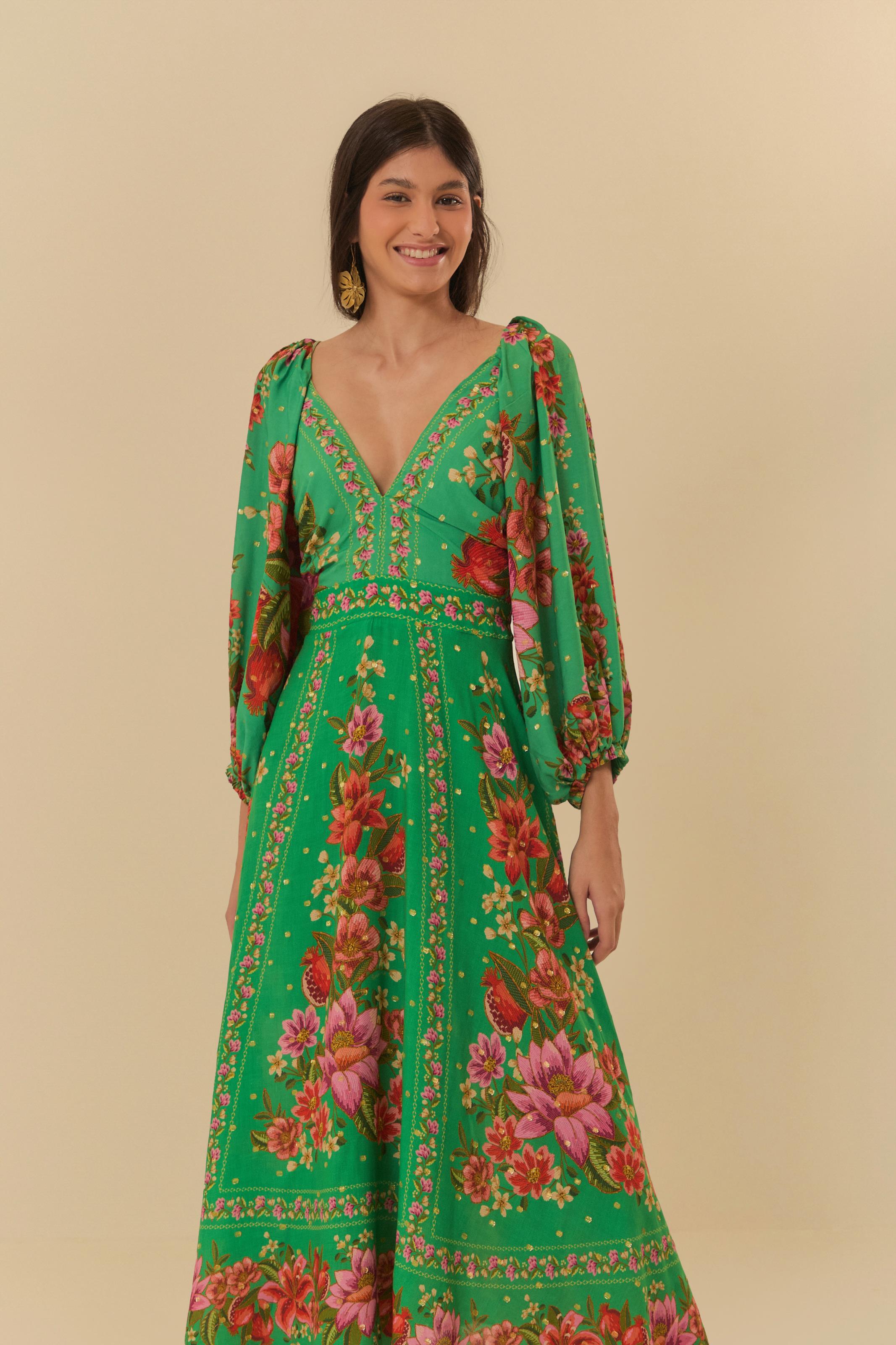 Vestido Midi Estampado Fruta De Verão
