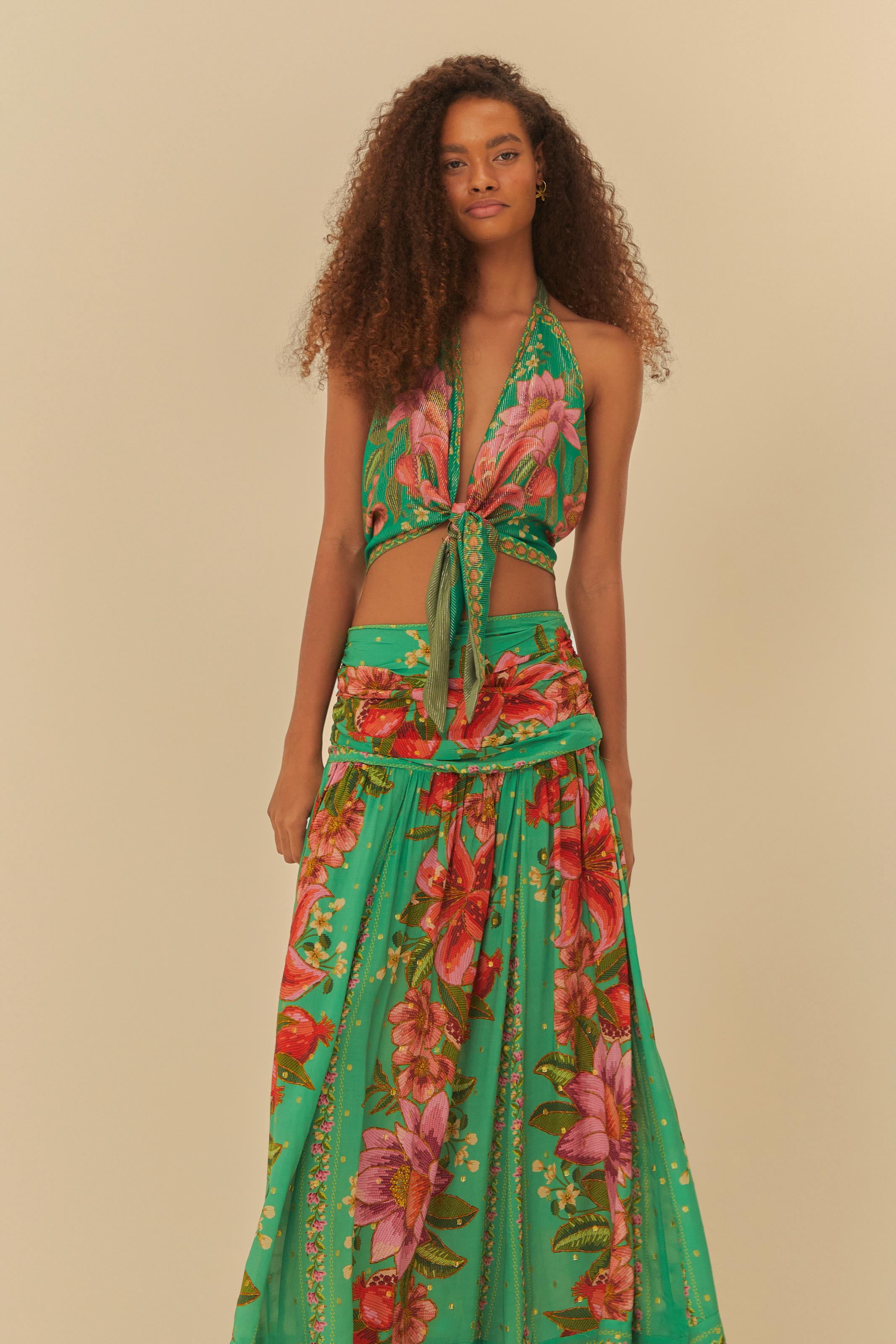 Saia Cropped Estampada Fruta De Verão