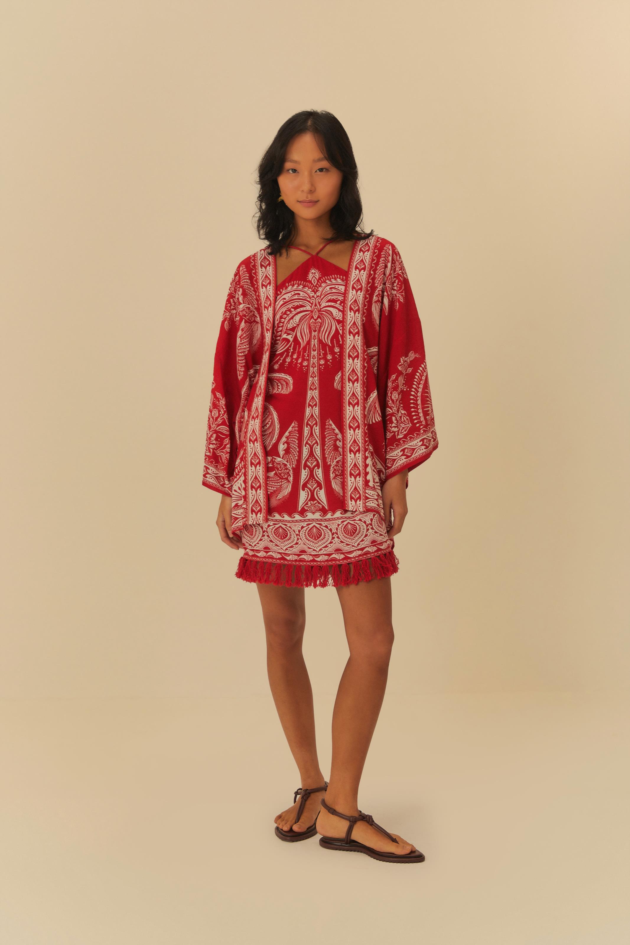 Vestido Curto Estampado Coqueiro Majestoso