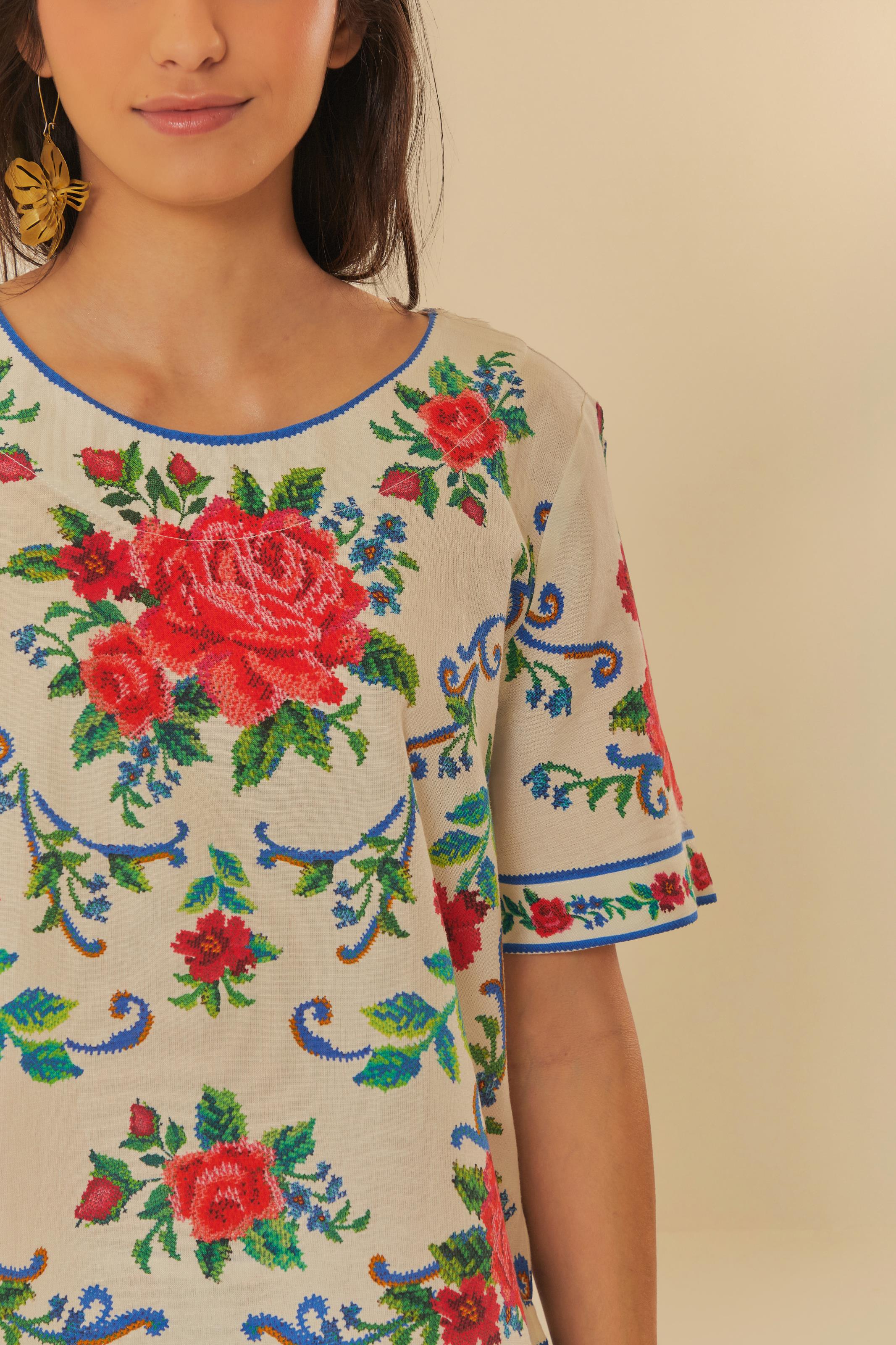 T-Shirt Estampada Flor Realeza