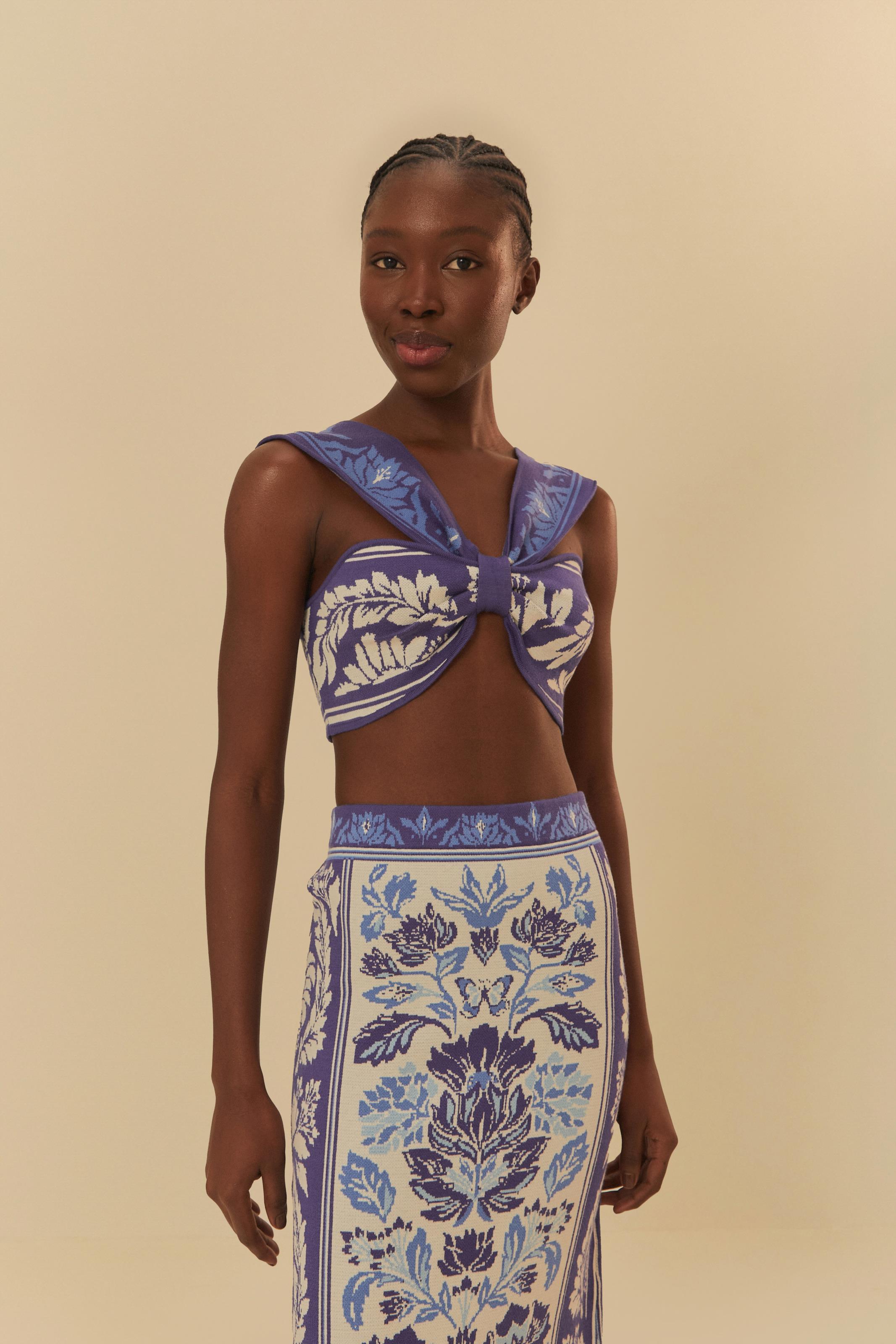 Top Jacquard Estampado Jardim De Concha