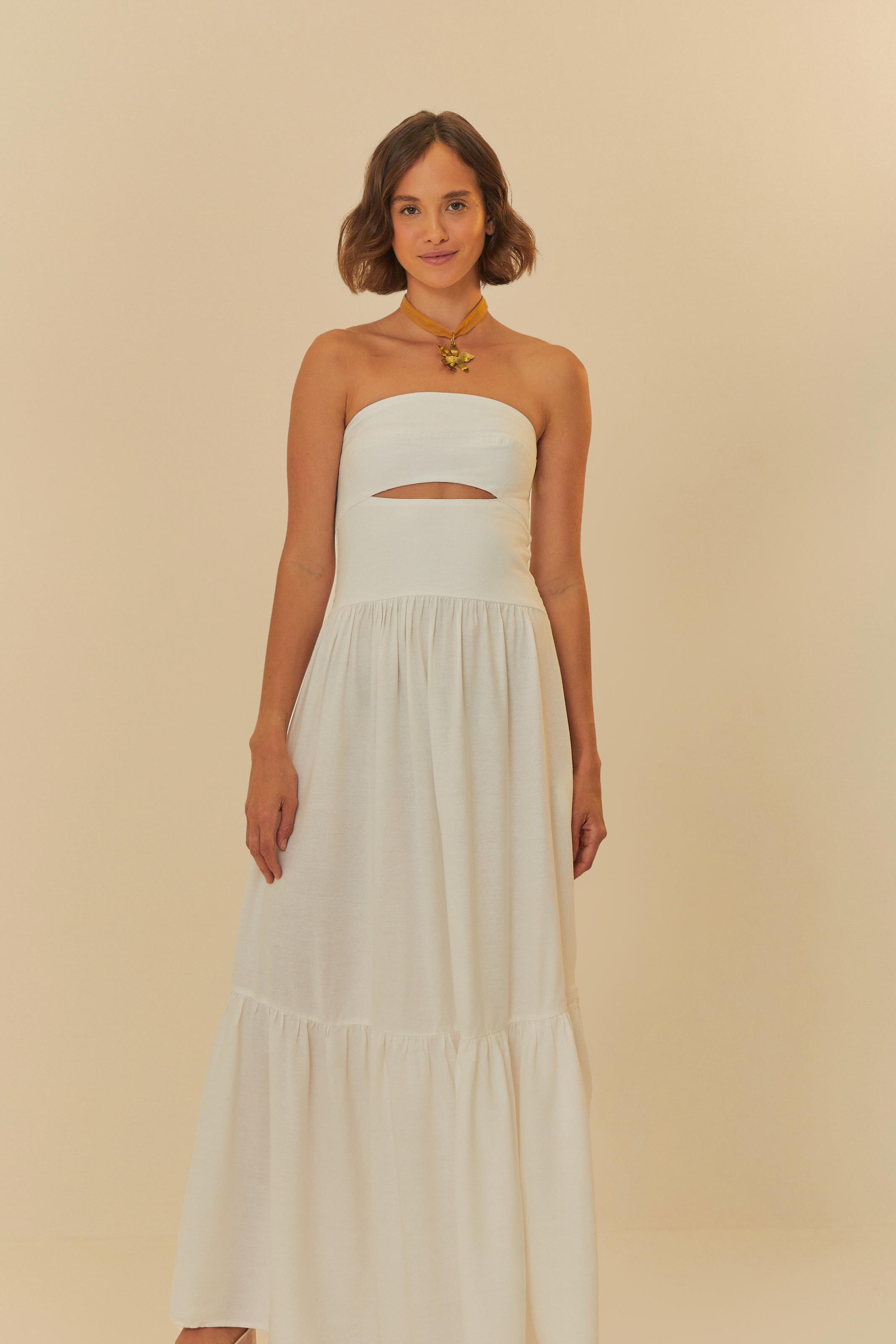 Vestido Sem Alça Recortes