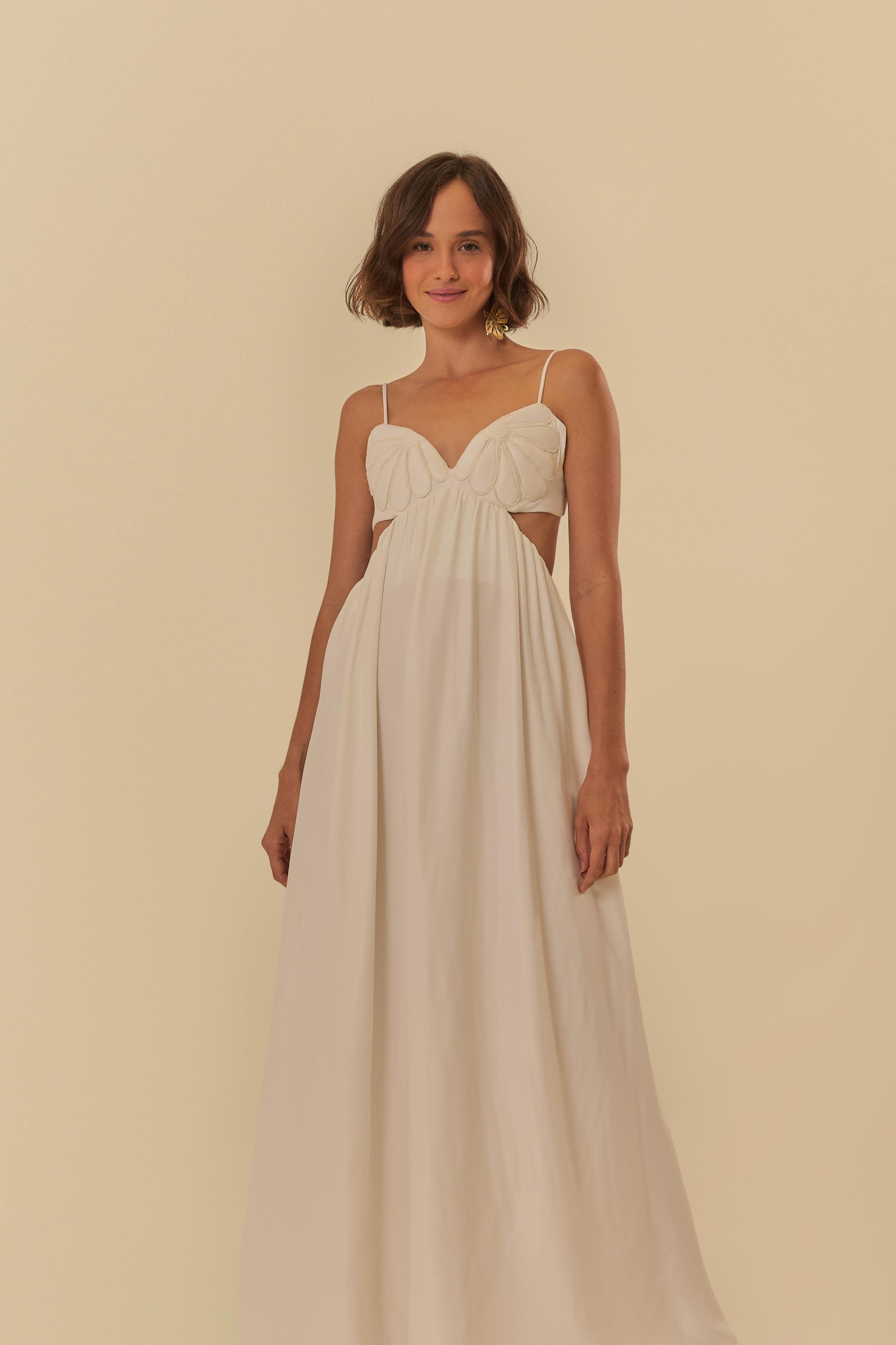 Vestido Decote Flor