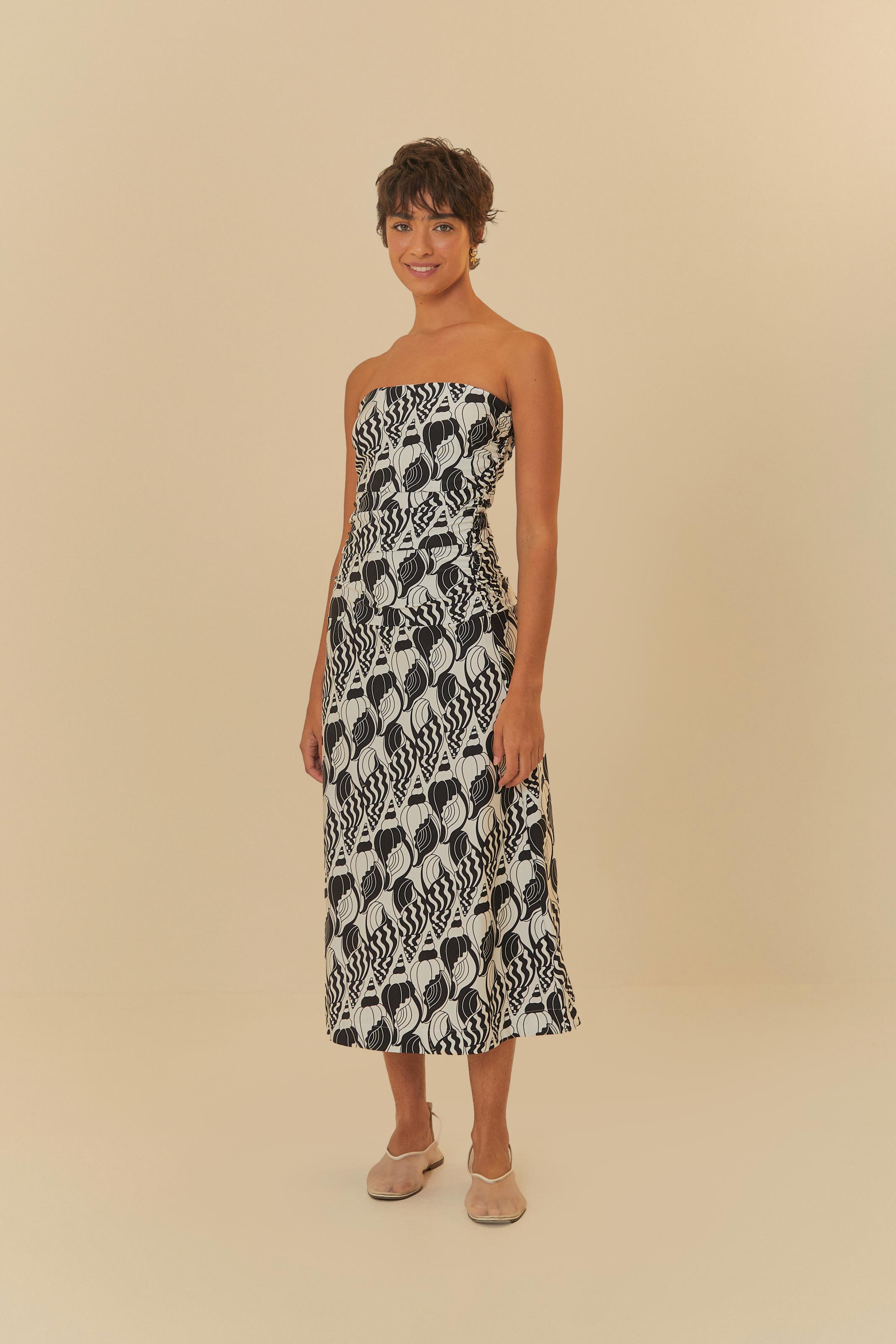 Vestido Midi Estampado Concha Do Mar