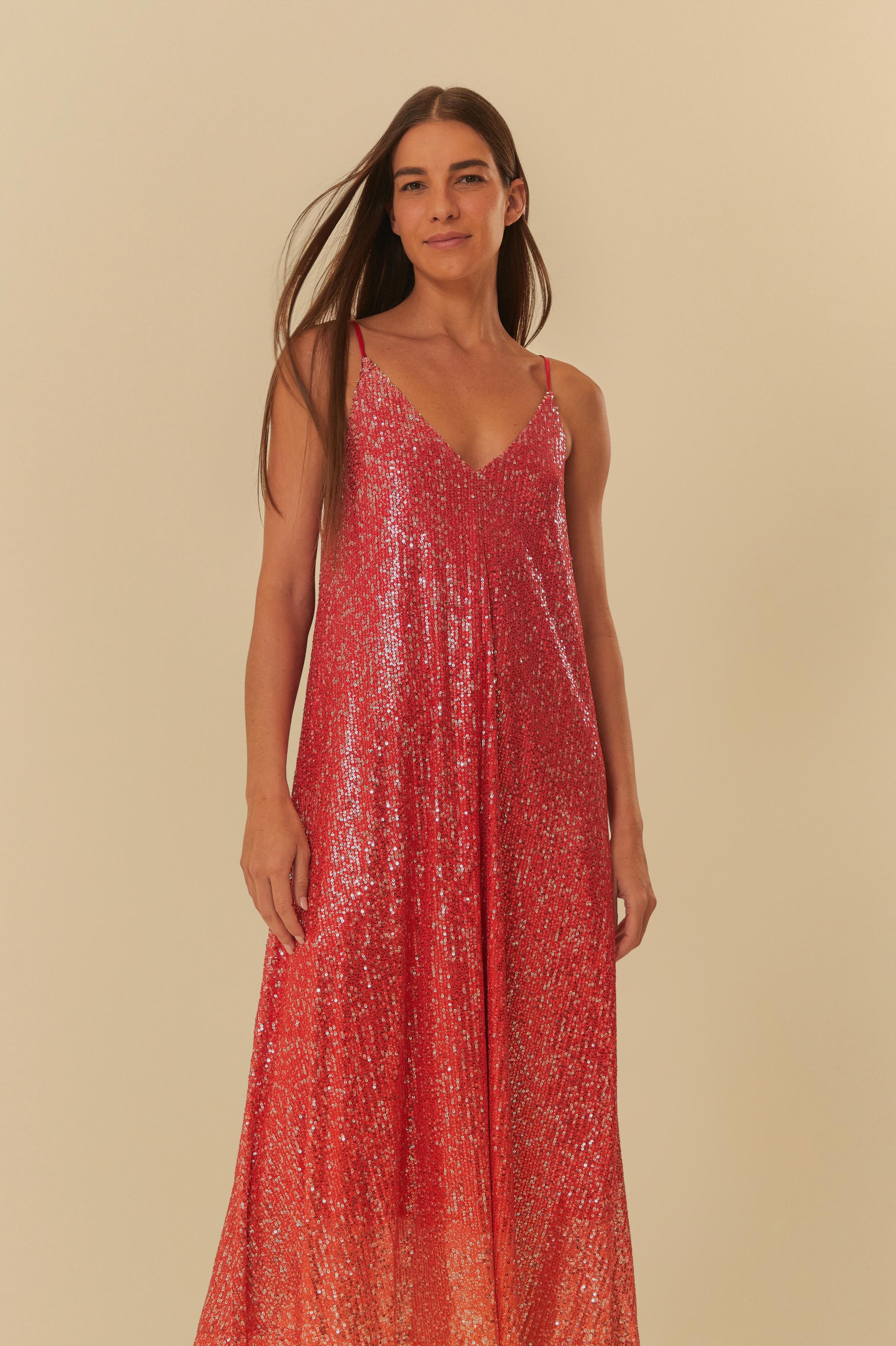 Vestido Paetê Degradê Pôr Do Sol